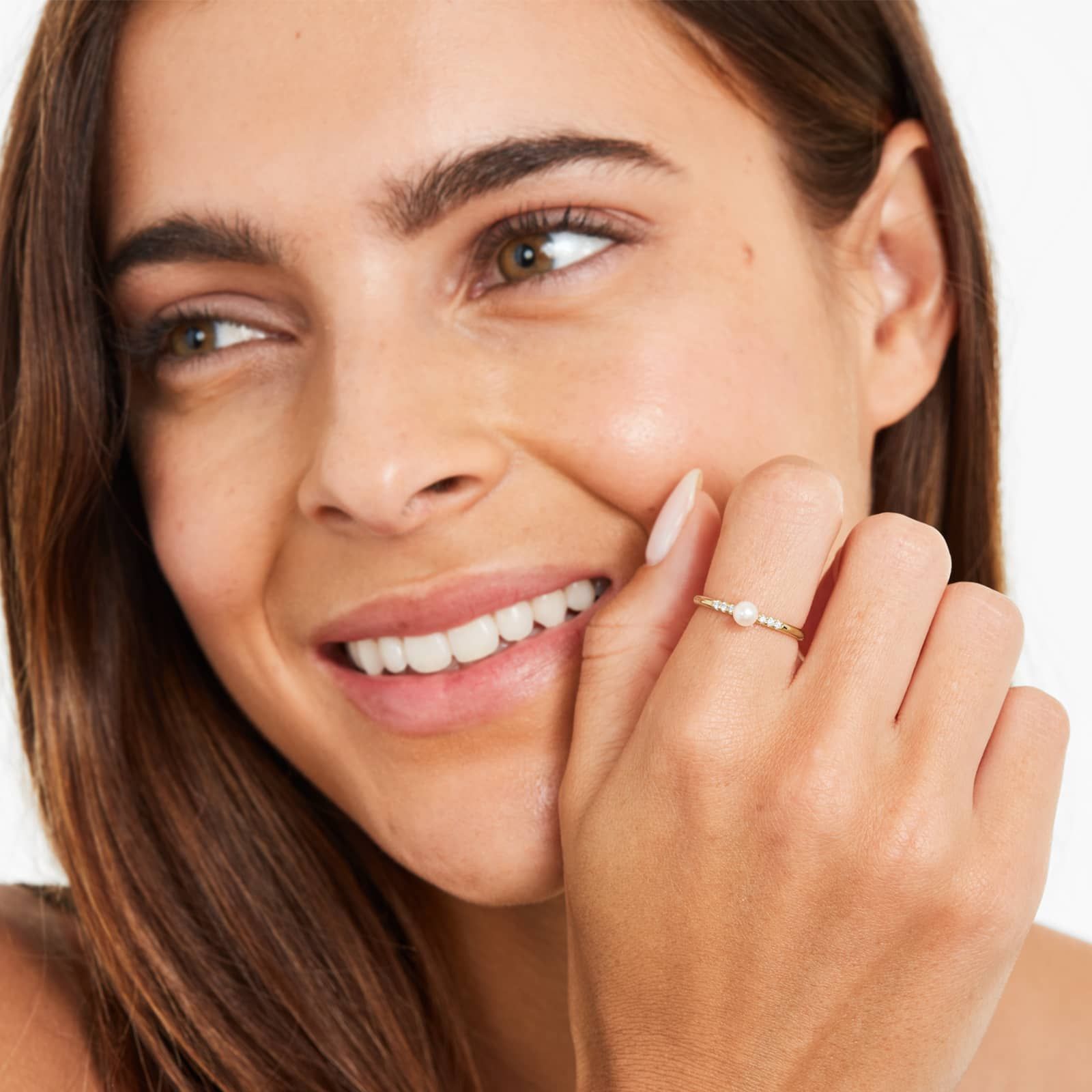 14K Yellow Gold Freshwater Cultured Pearl and Diamond Ring