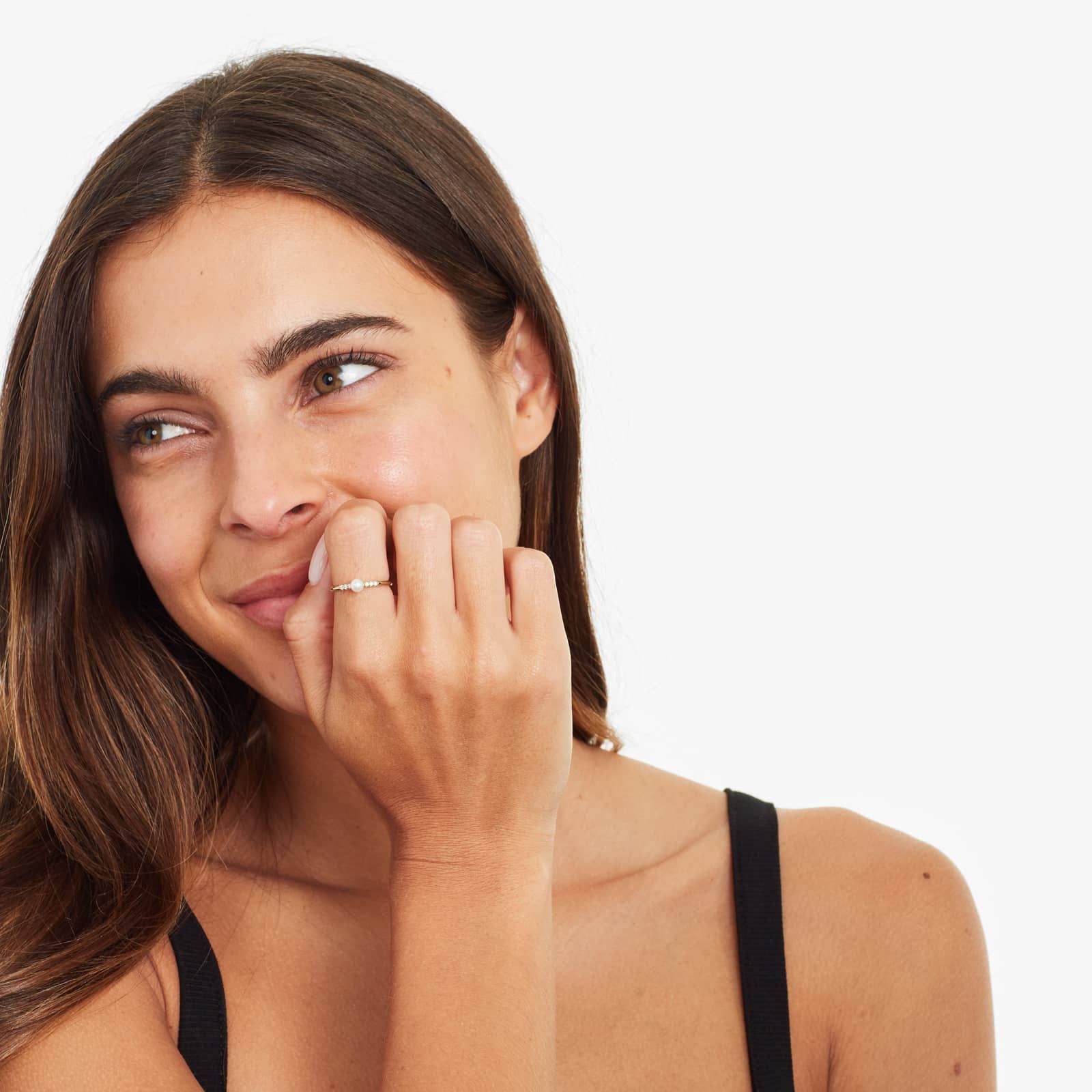 14K Yellow Gold Freshwater Cultured Pearl and Diamond Ring