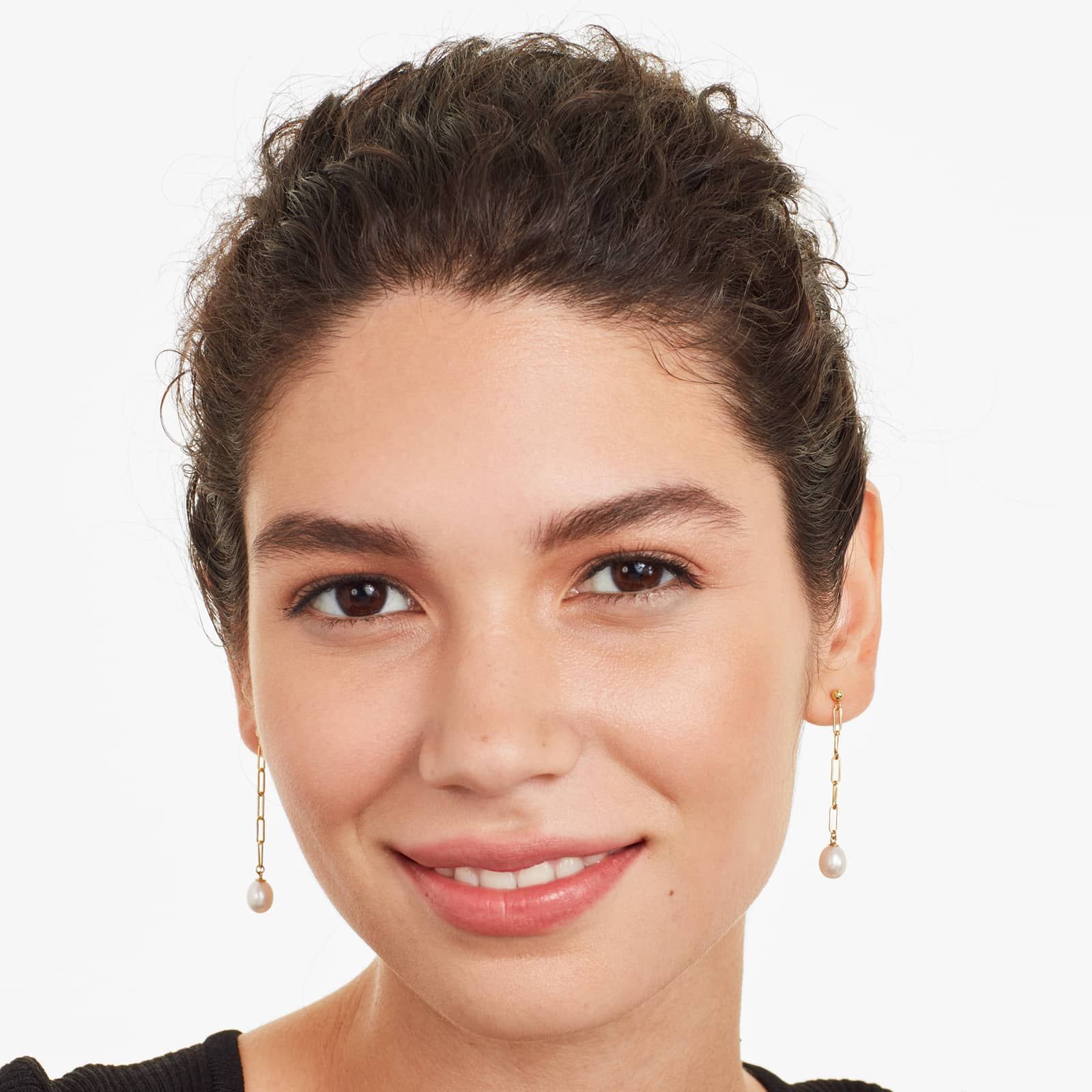 Cultured Freshwater Pearl Paperclip Drop Earrings In 14K Yellow Gold