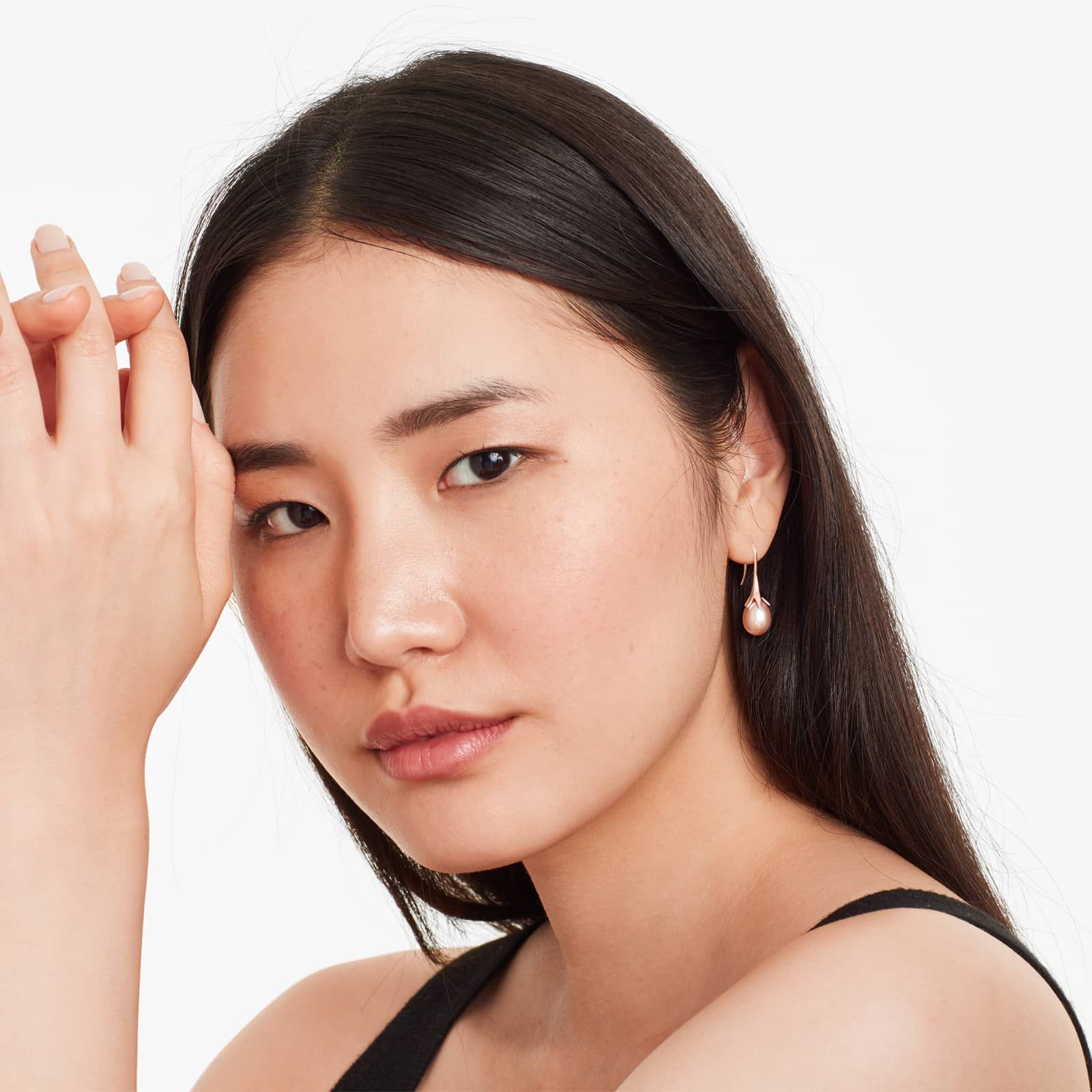 Lily Pink Cultured Freshwater Pearl Drop Earrings In 14K Rose Gold