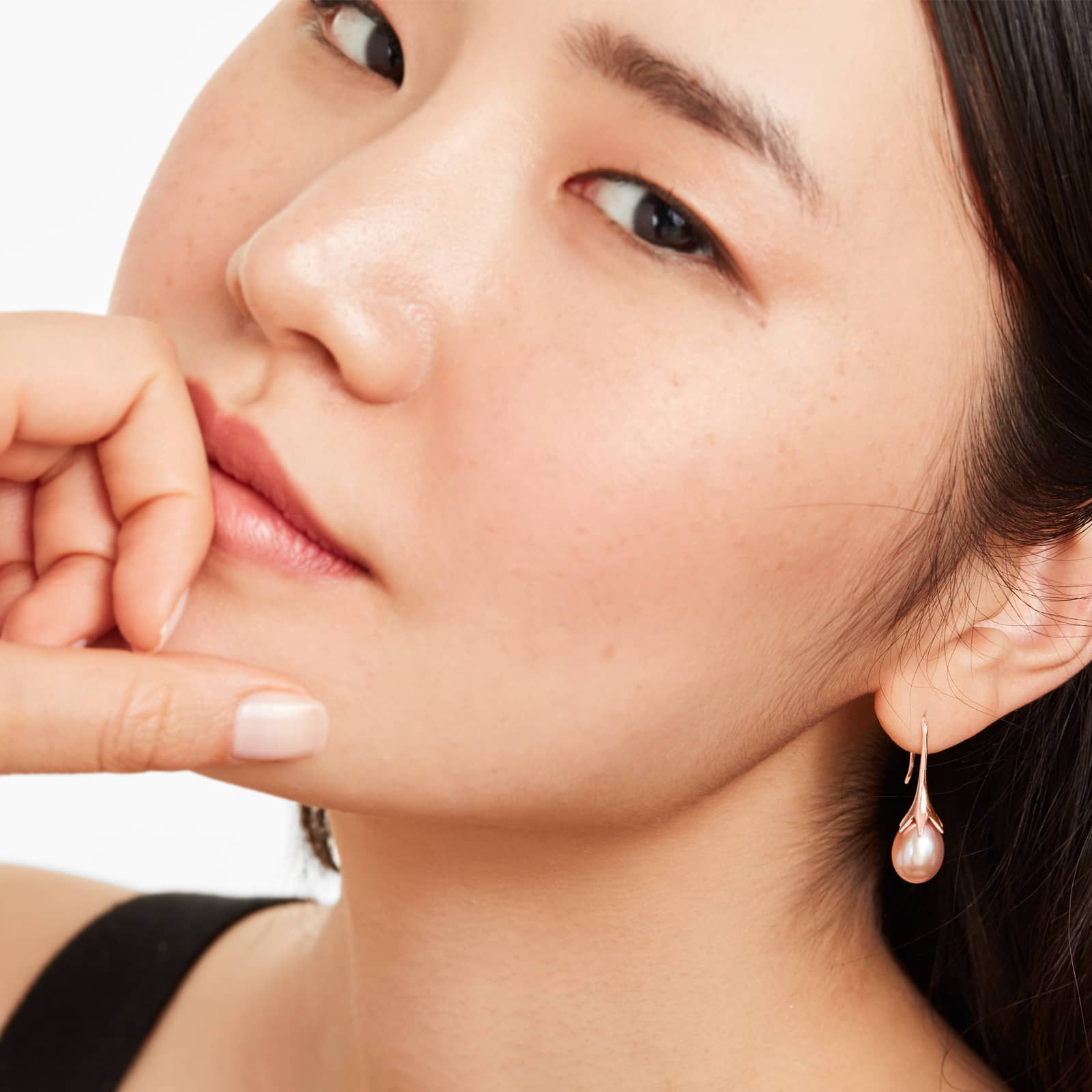 Lily Pink Cultured Freshwater Pearl Drop Earrings In 14K Rose Gold