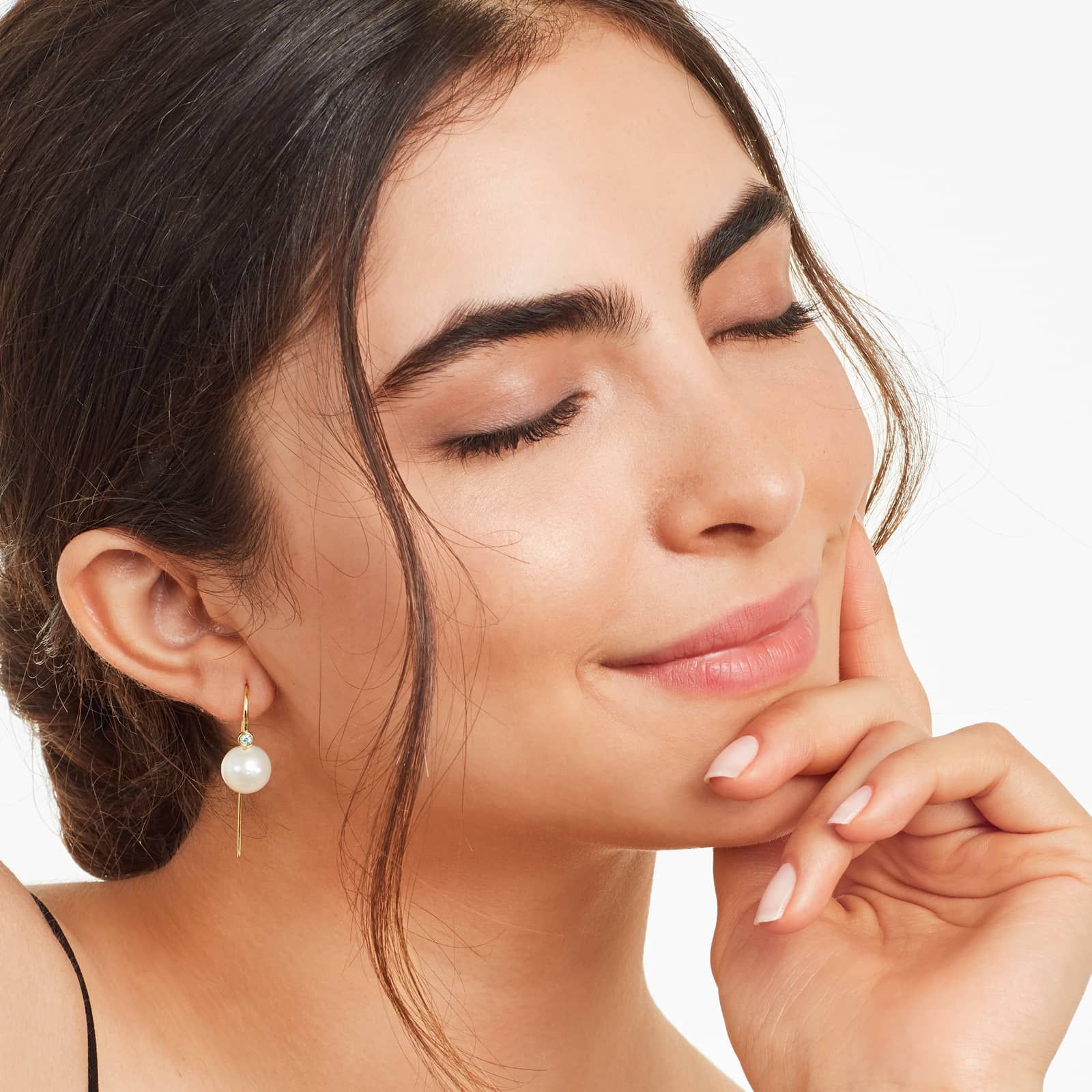 Windsor Freshwater Windsor Pearl And Diamond Wire Earrings In 14K Yellow Gold