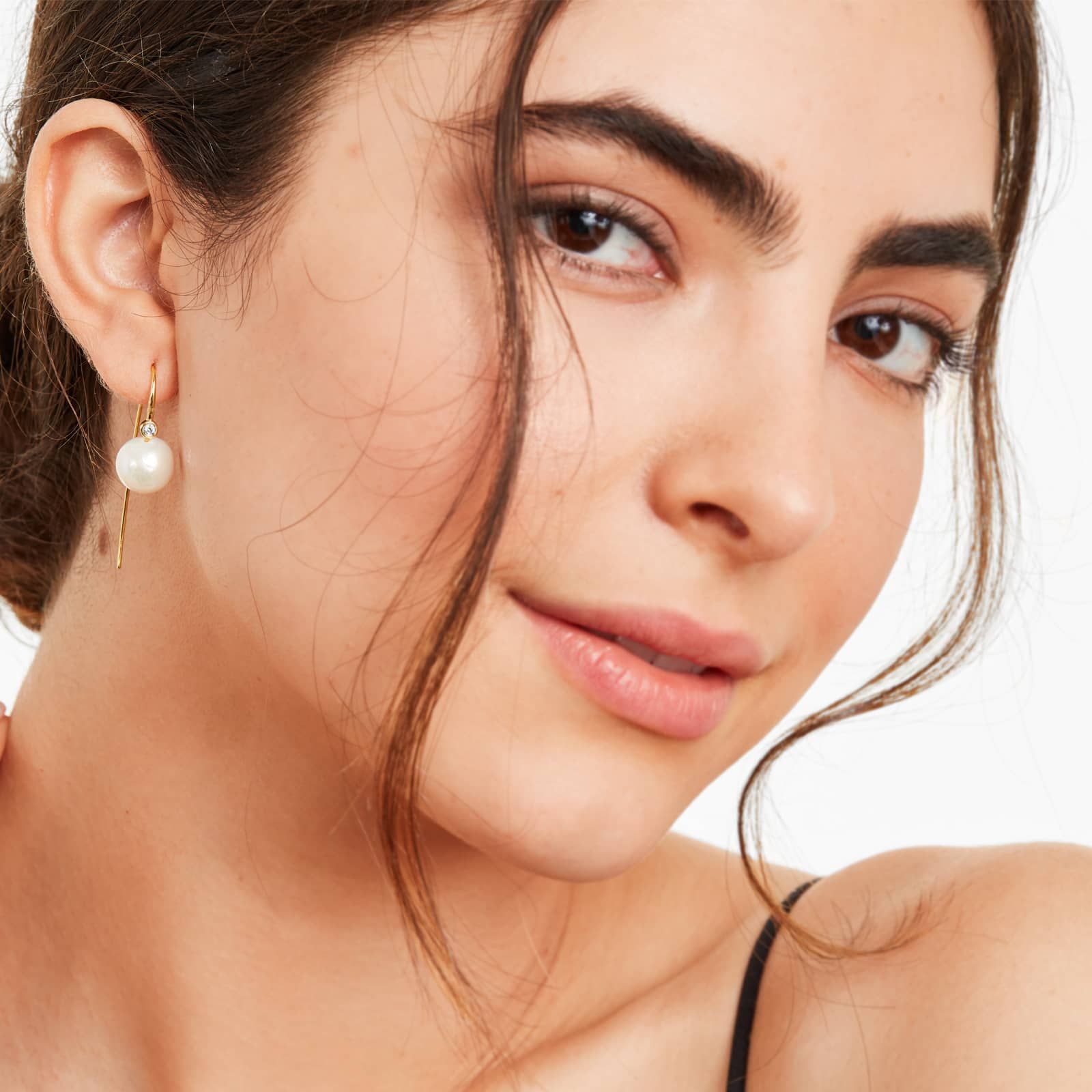 Windsor Freshwater Windsor Pearl And Diamond Wire Earrings In 14K Yellow Gold