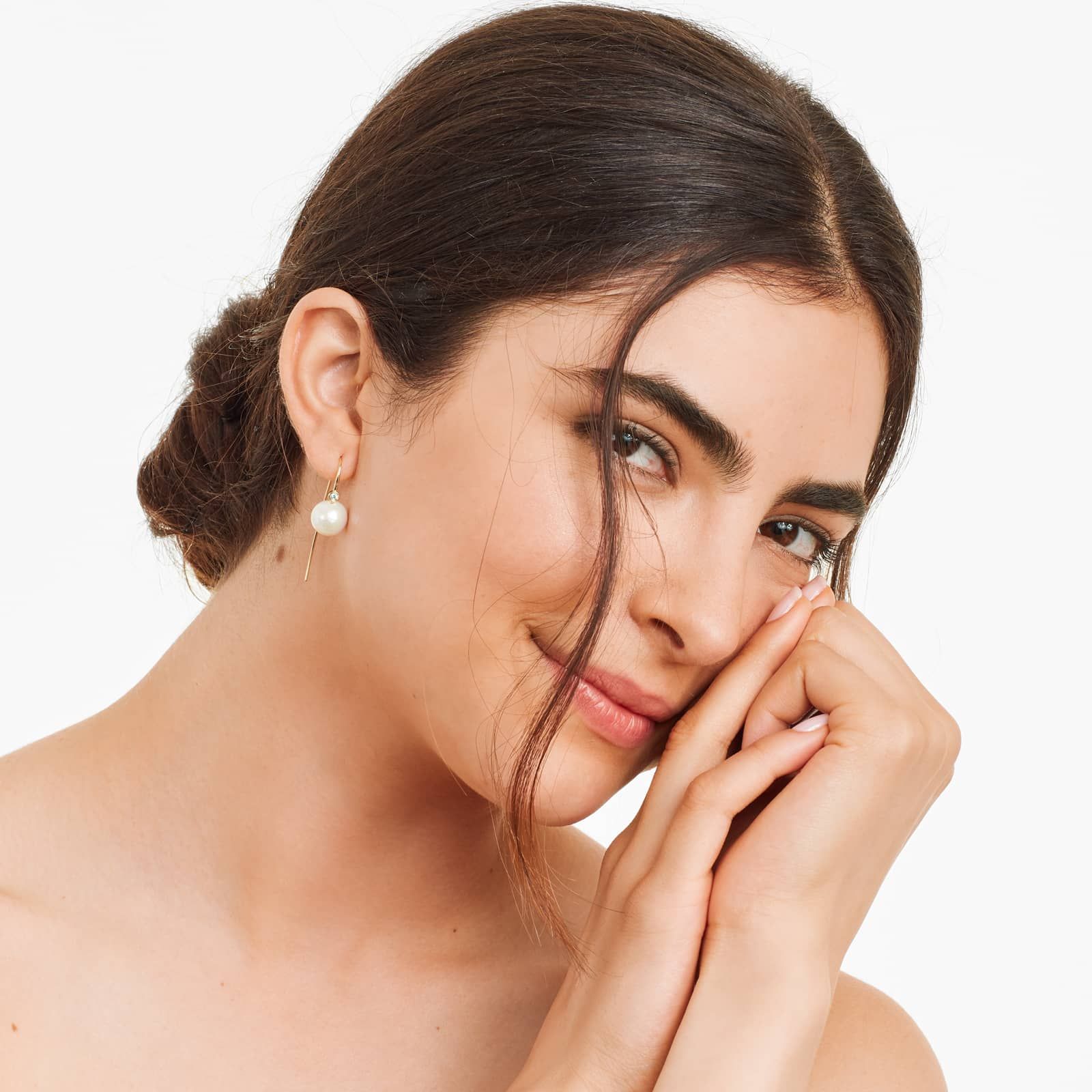 Windsor Freshwater Windsor Pearl And Diamond Wire Earrings In 14K Yellow Gold