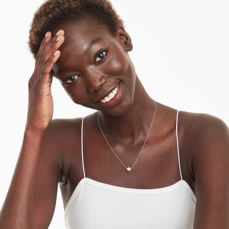 14K White Gold Akoya Cultured Pearl Sliding Necklace