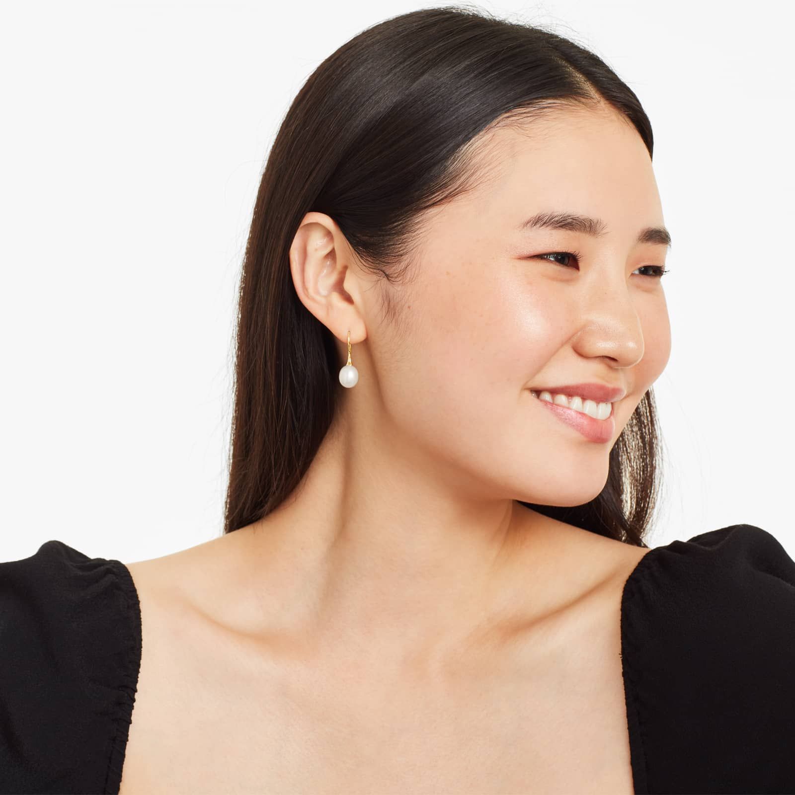 Freshwater Pearl Hook Wire Earrings In 14K Yellow Gold