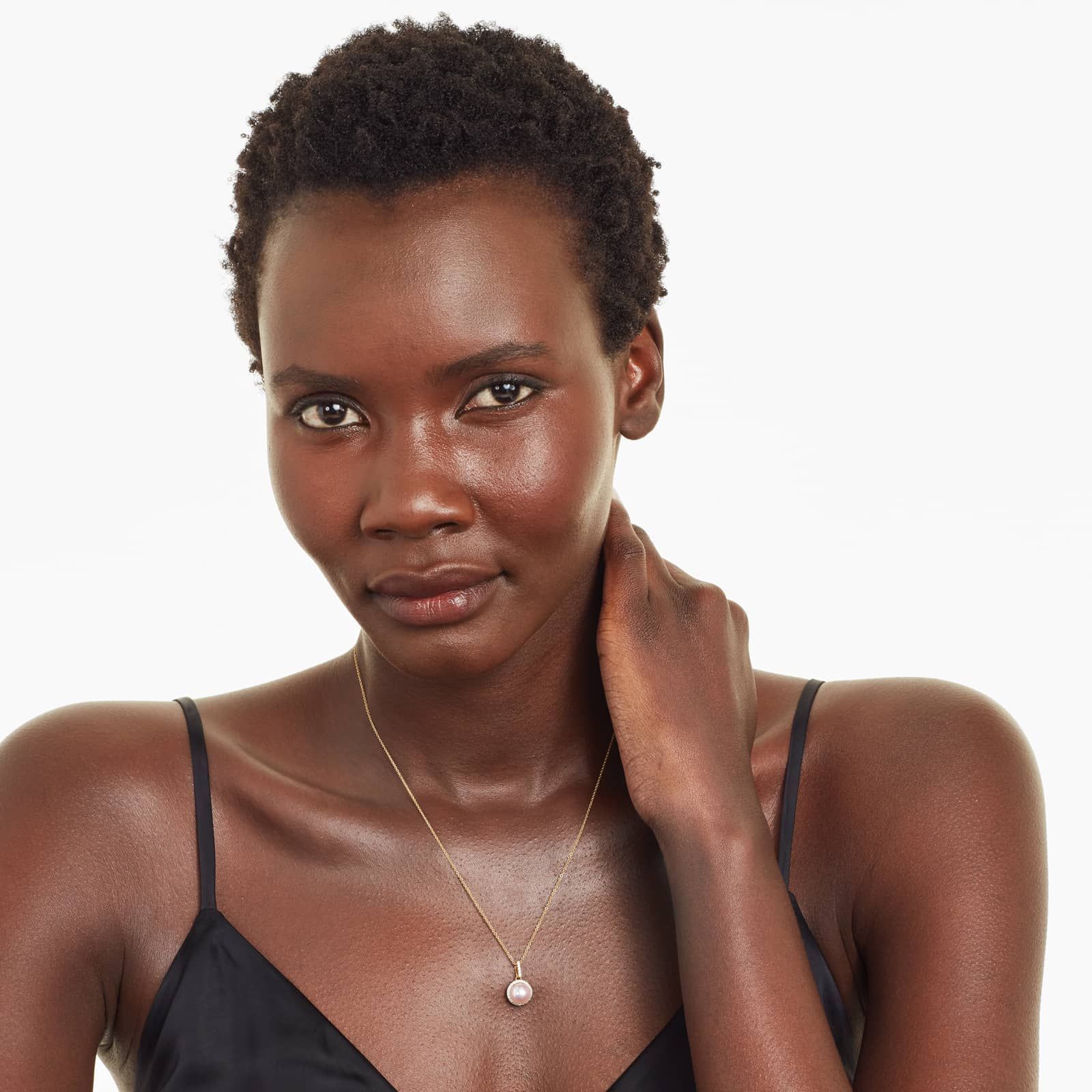 14K Yellow Gold Cultured Akoya Pearl And Diamond Halo Drop Necklace