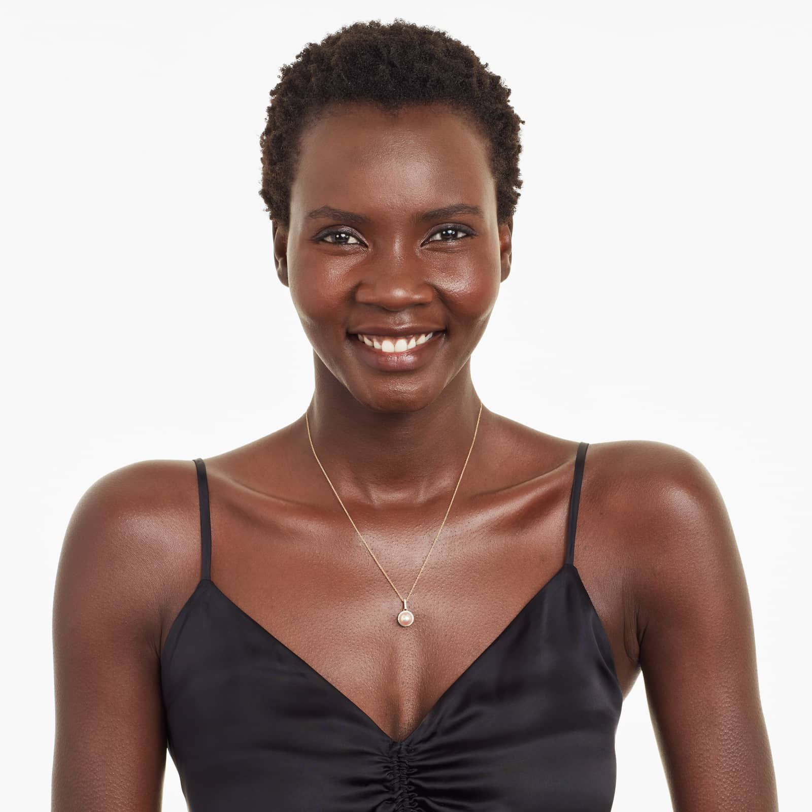 14K Yellow Gold Cultured Akoya Pearl And Diamond Halo Drop Necklace