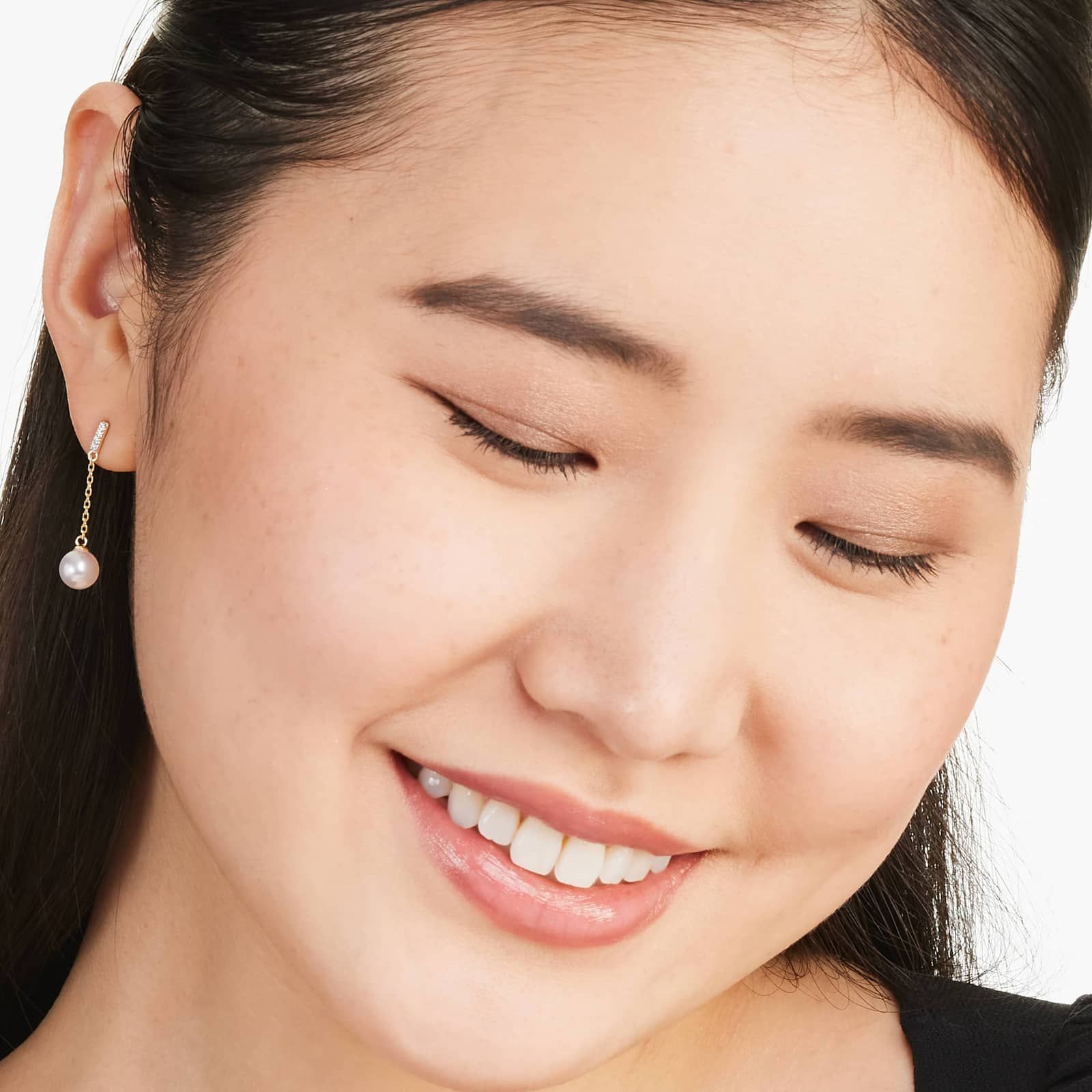 Cultured Akoya Pearl Dash Drop Earrings In 14K Yellow Gold