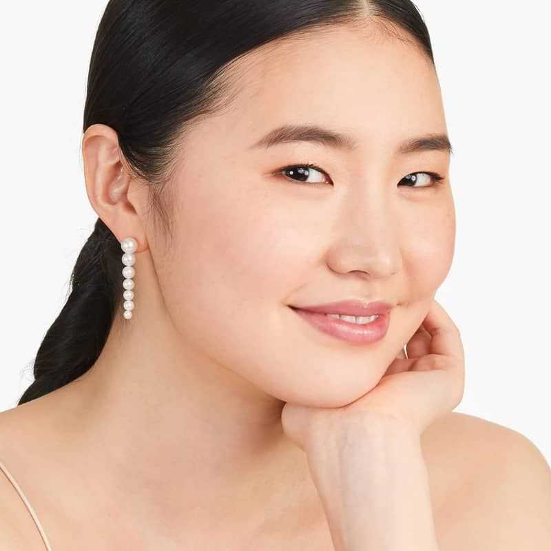 Graduated Cultured Freshwater Pearl Drop Earrings In 14K Yellow Gold