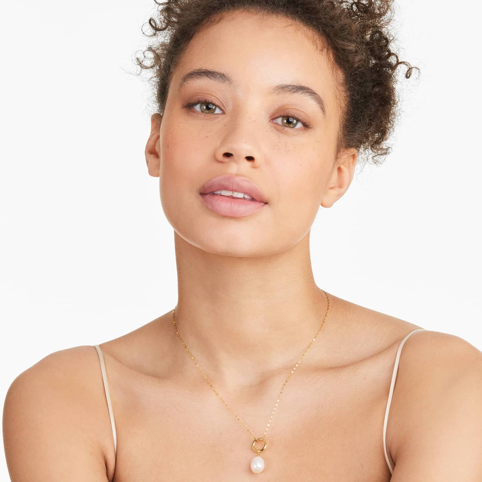 14K Yellow Gold Freshwater Cultured Pearl Loop Necklace