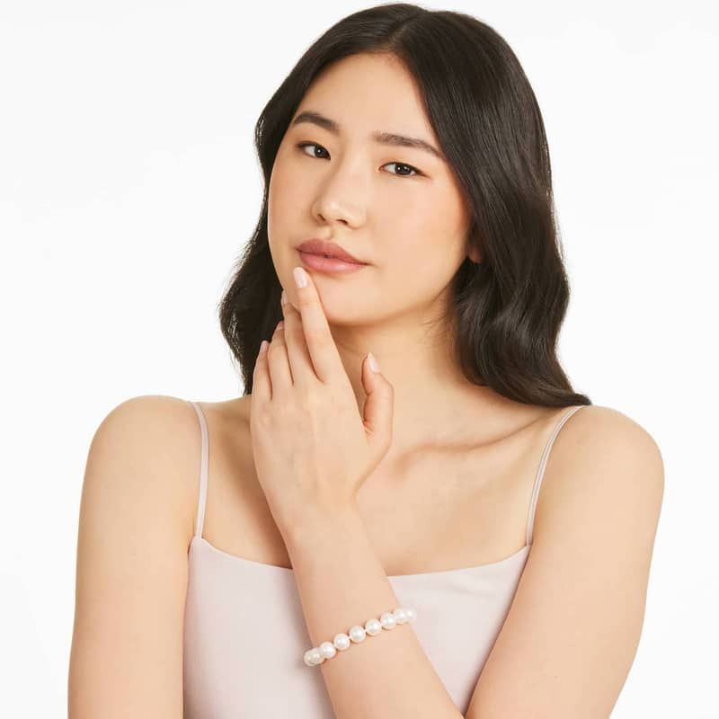 Freshwater Cultured Pearl Fish Clasp Bracelet In 14K Yellow Gold (10-11 mm)