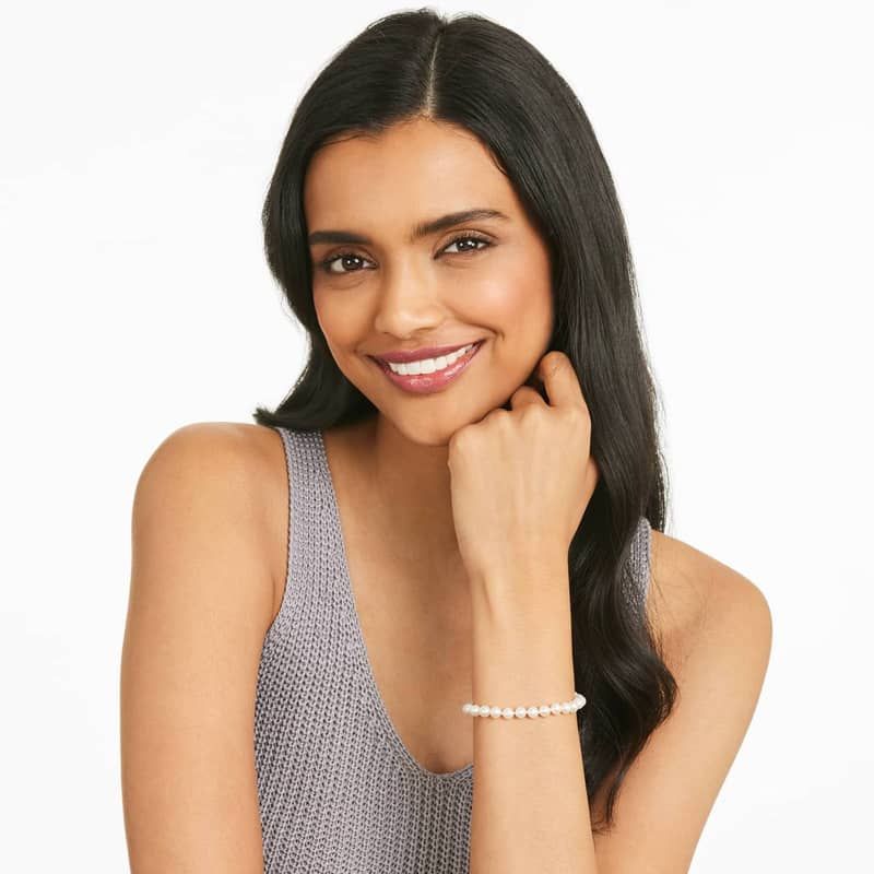 Freshwater Cultured Pearl Fish Clasp Bracelet In 14K Yellow Gold (6-7 mm)