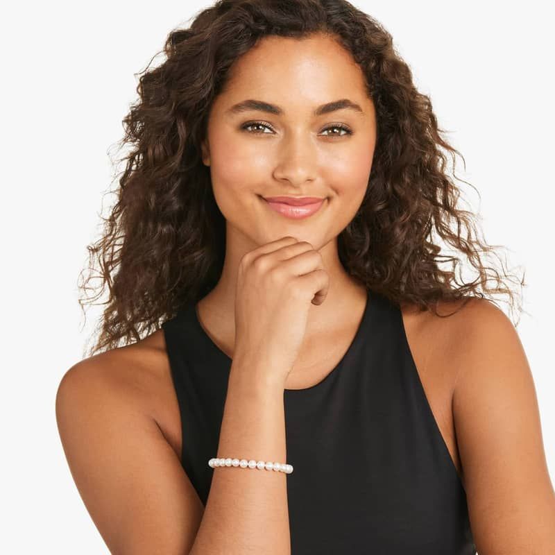 Freshwater Cultured Pearl Fish Clasp Bracelet In 14K Yellow Gold (7-8 mm)