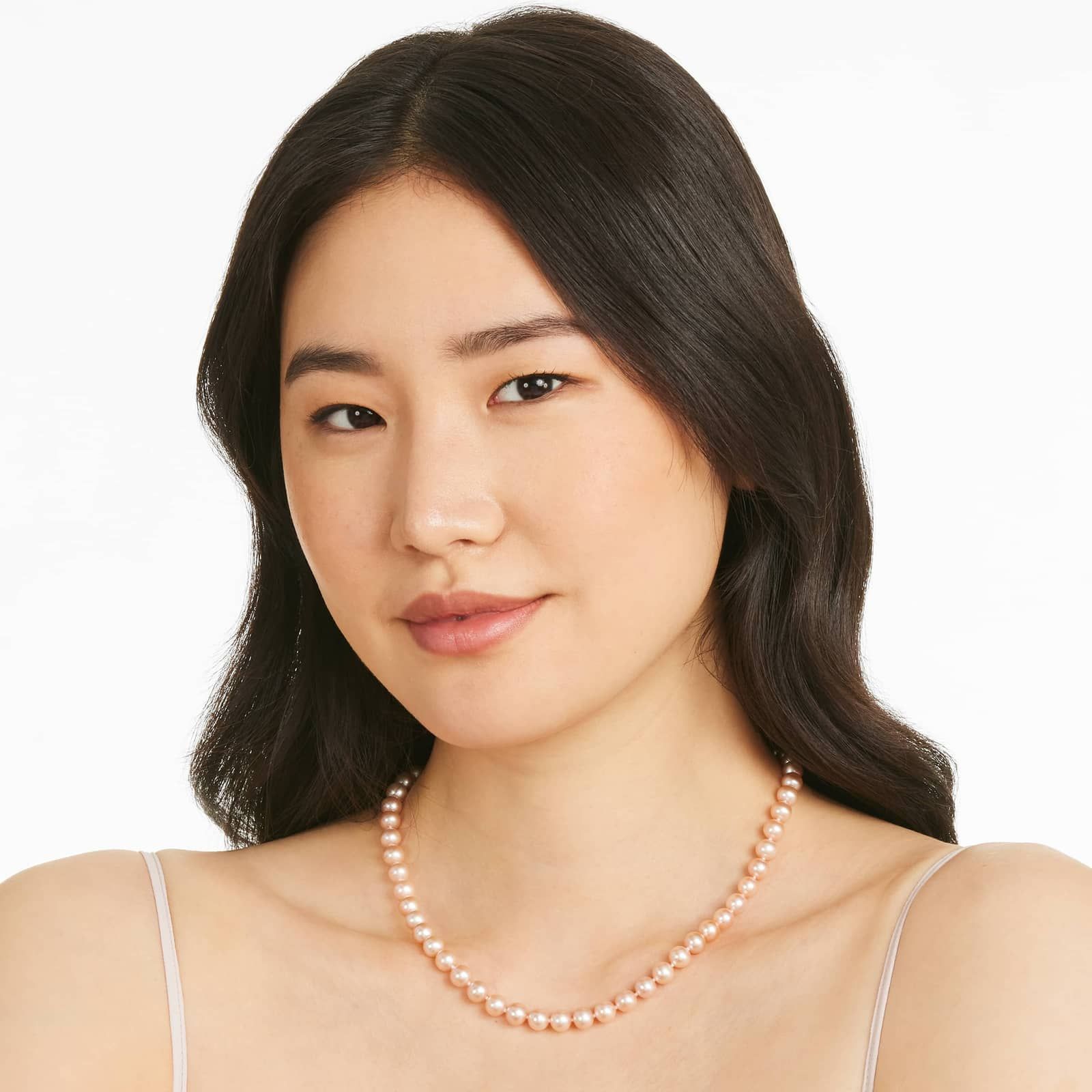 14K White Gold Pink Freshwater Cultured Pearl Fishclasp Necklace (7-8mm)