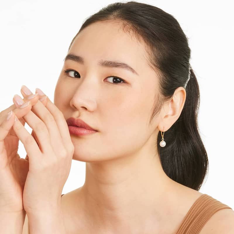 Cultured Akoya Pearl Leverback Earrings In 14K Yellow Gold