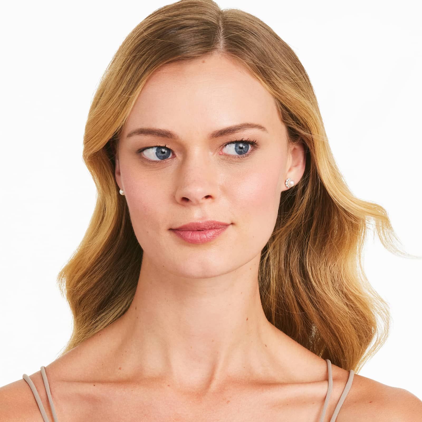 Cultured Akoya Pearl Stud And Diamond Jacket Earrings In 14K White Gold