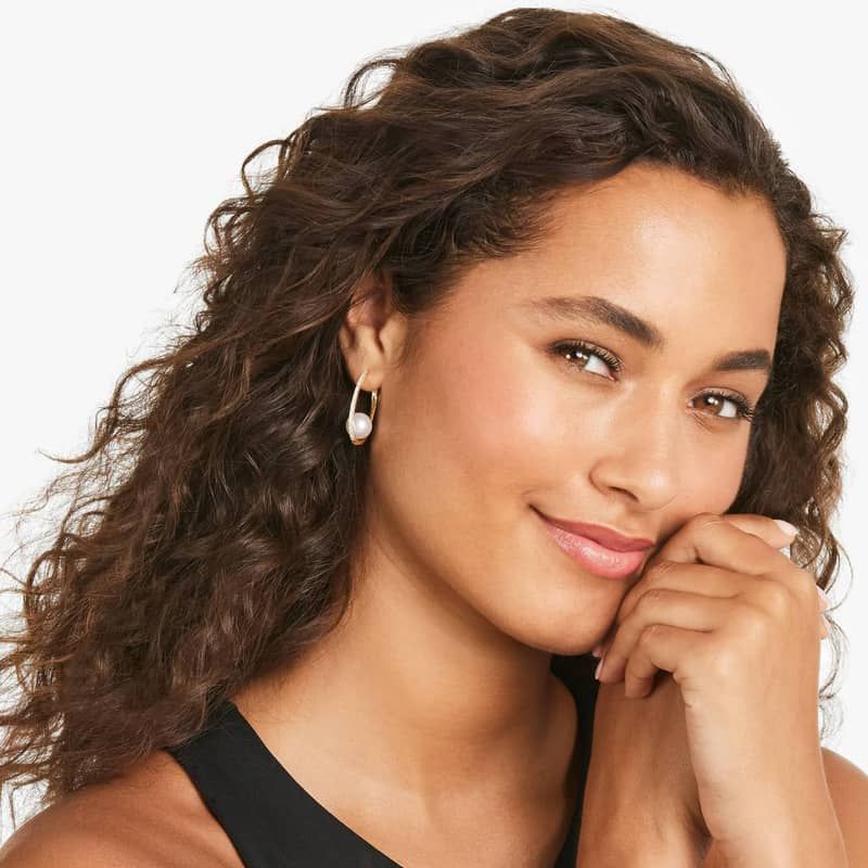 Cultured South Sea Pearl And Diamond Hoop Earrings In 18K Yellow Gold