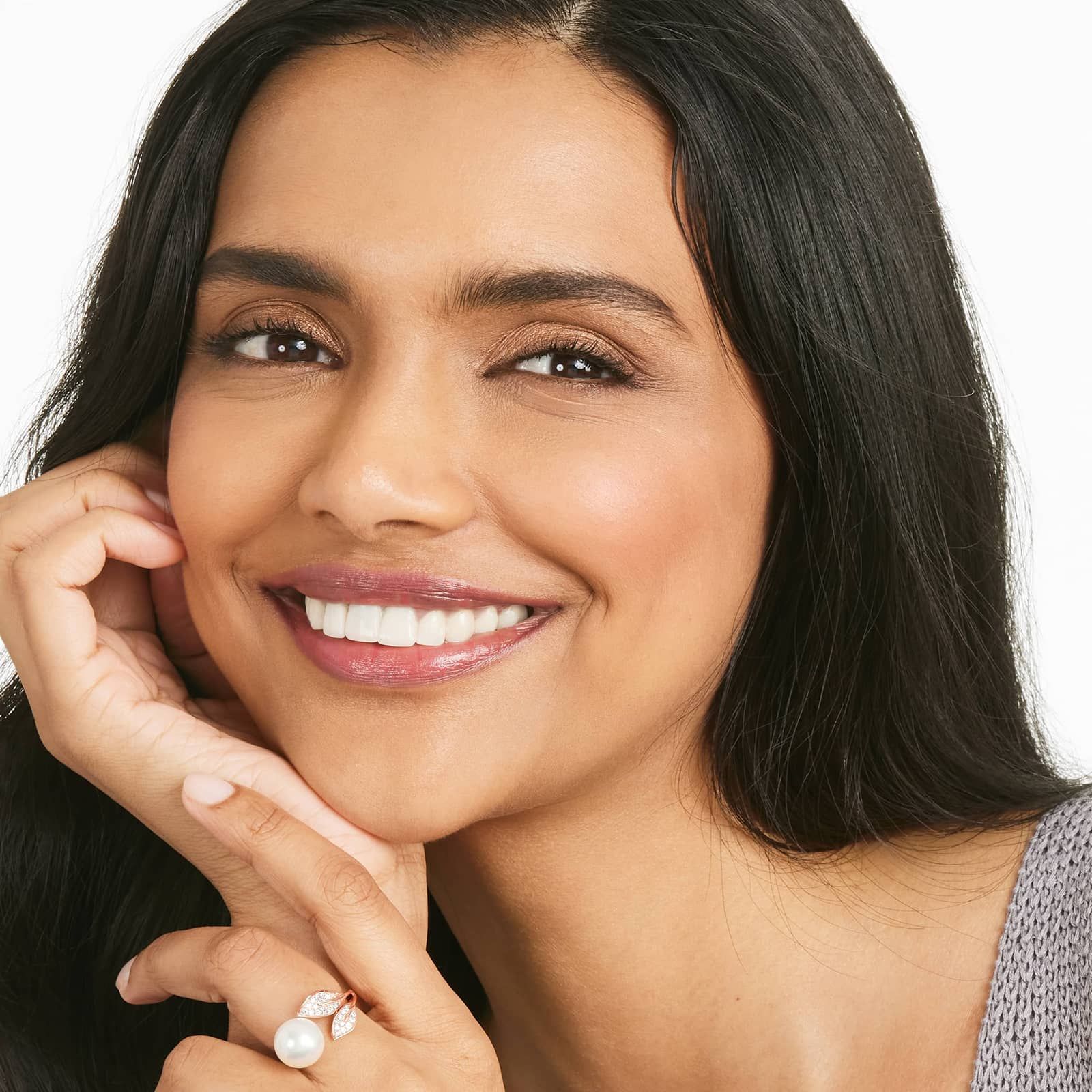 South Sea Cultured Pearl And Diamond Ring In 18K Rose Gold