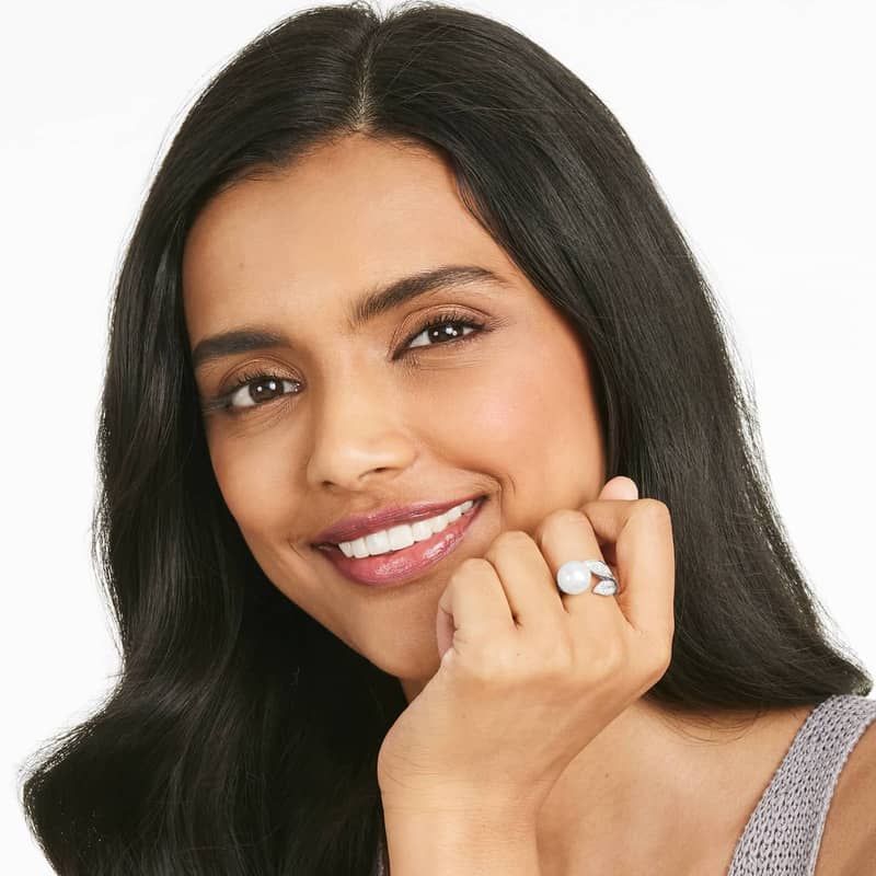 South Sea Cultured Pearl And Diamond Ring In 18K White Gold