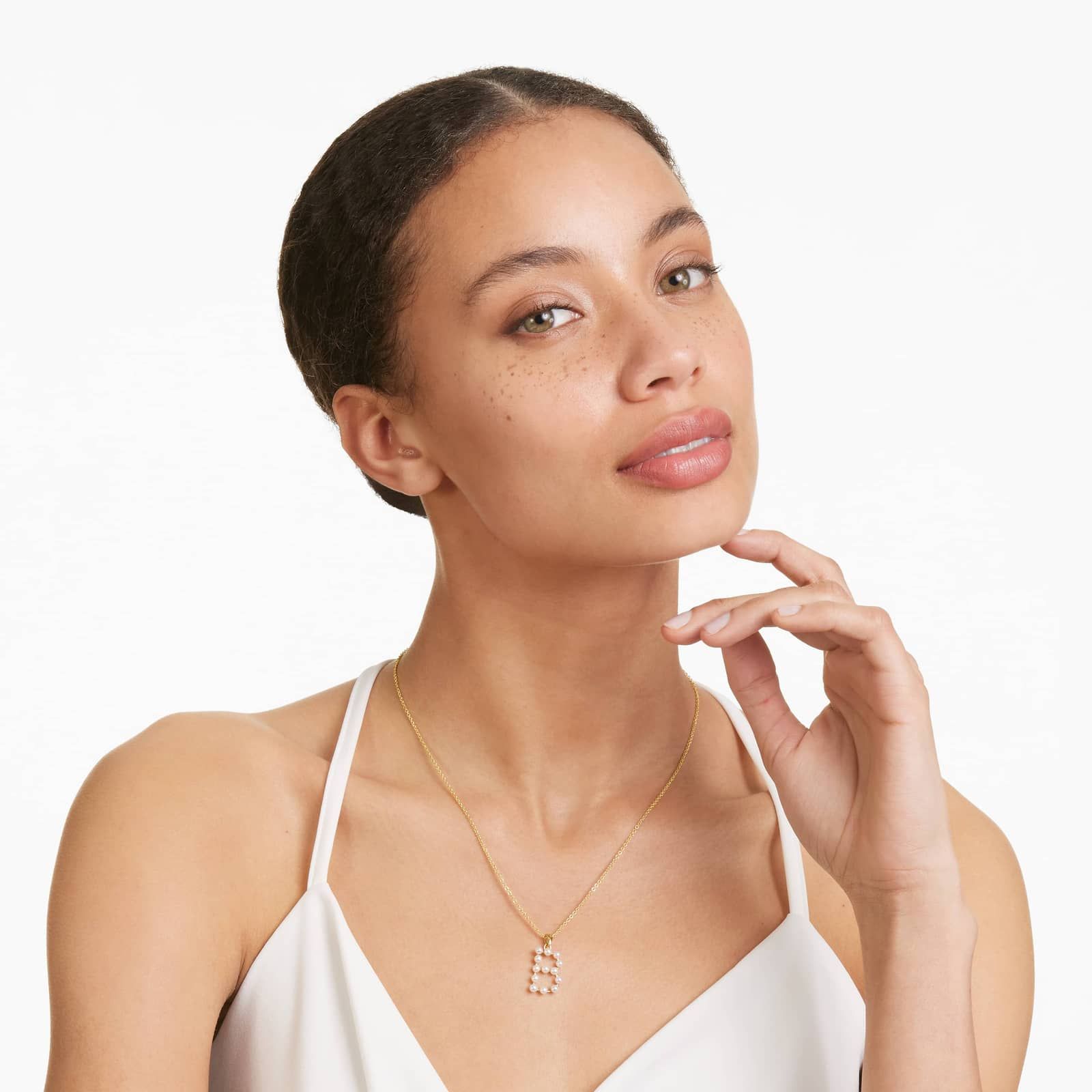 14K Yellow Gold Initial B Pearl Necklace