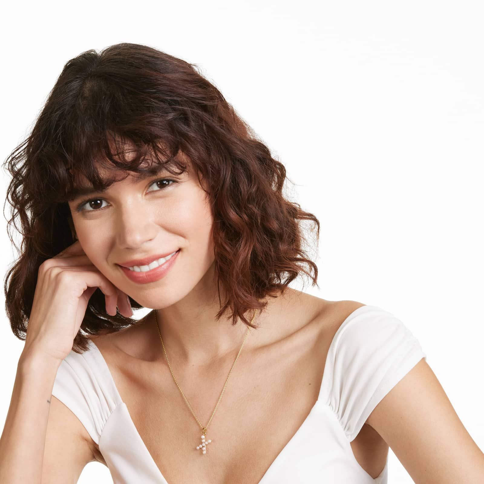 14K Yellow Gold Initial X Pearl Necklace