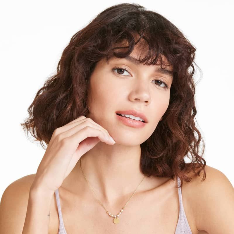 14K  Yellow Gold Freshwater Pearl & Bead Disc Necklace