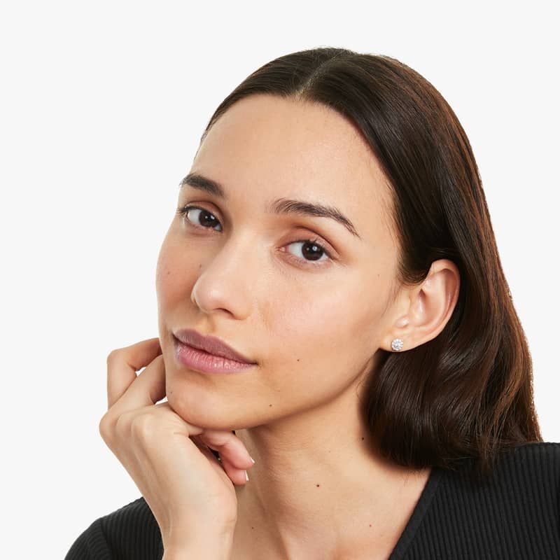 Halo 0.5 CTW Lab-Grown Diamond Stud Earrings In 14K White Gold