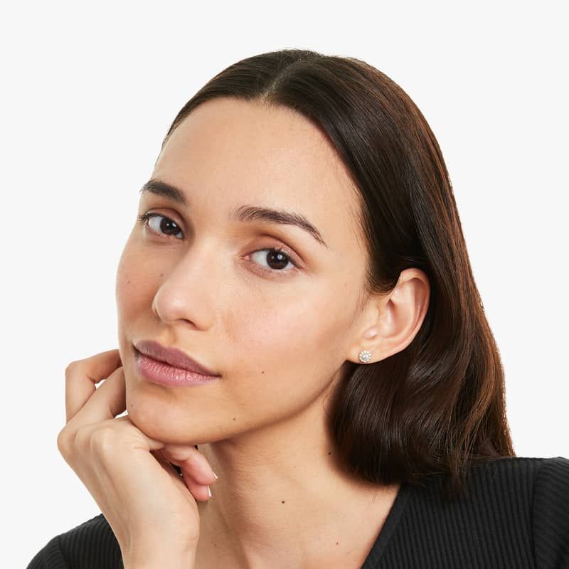 Halo 0.5 CTW Lab-Grown Diamond Stud Earrings In 14K Yellow Gold