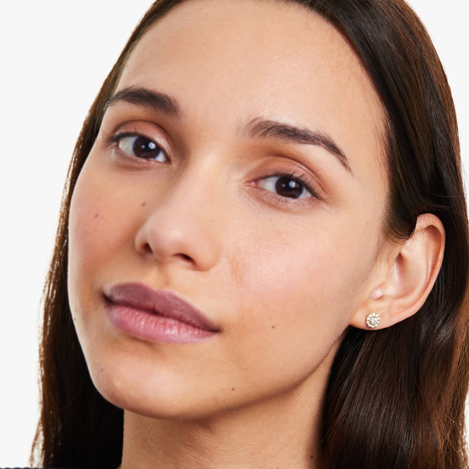 Halo 0.5 CTW Diamond Stud Earrings In 14K Yellow Gold