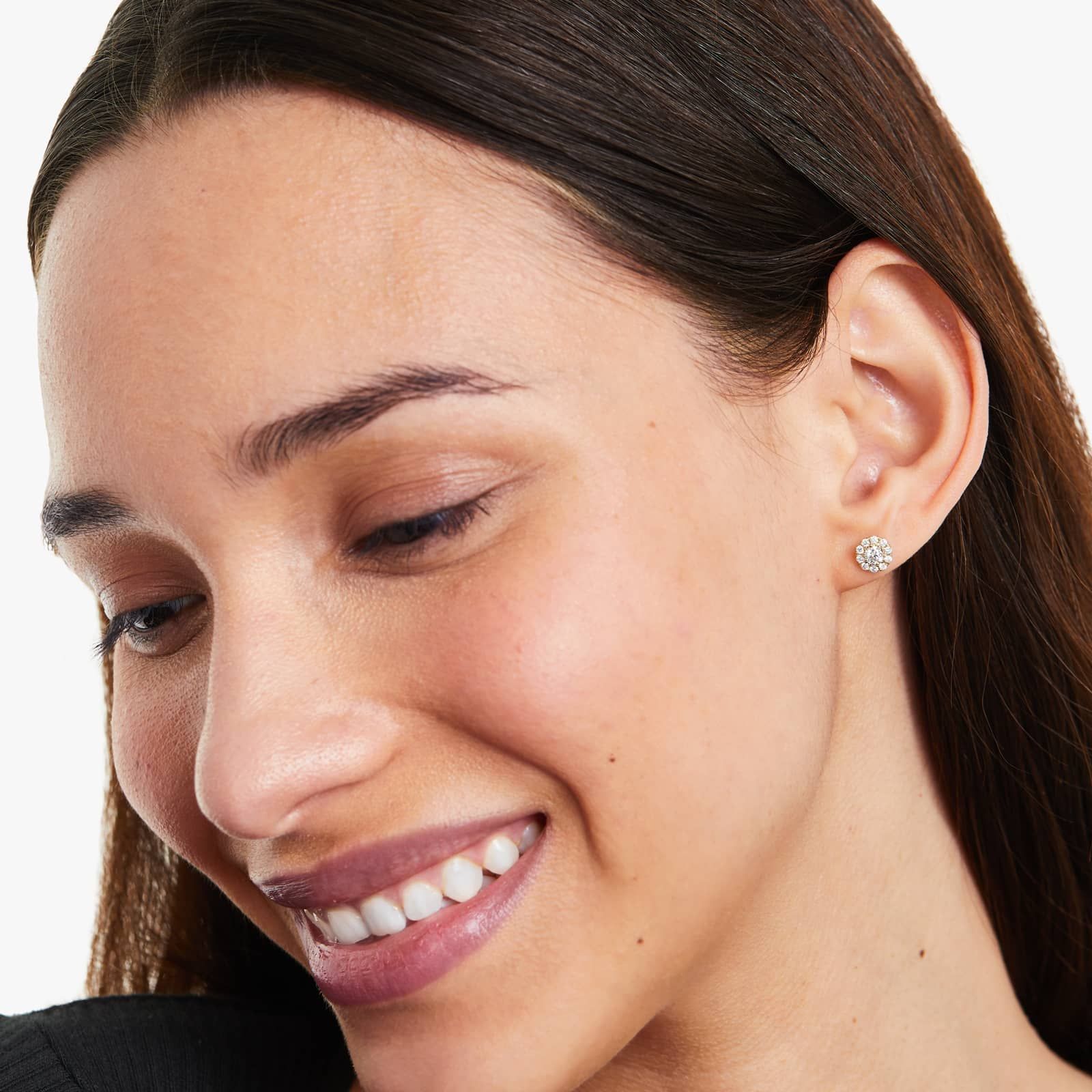 Halo 0.5 CTW Diamond Stud Earrings In 14K Yellow Gold