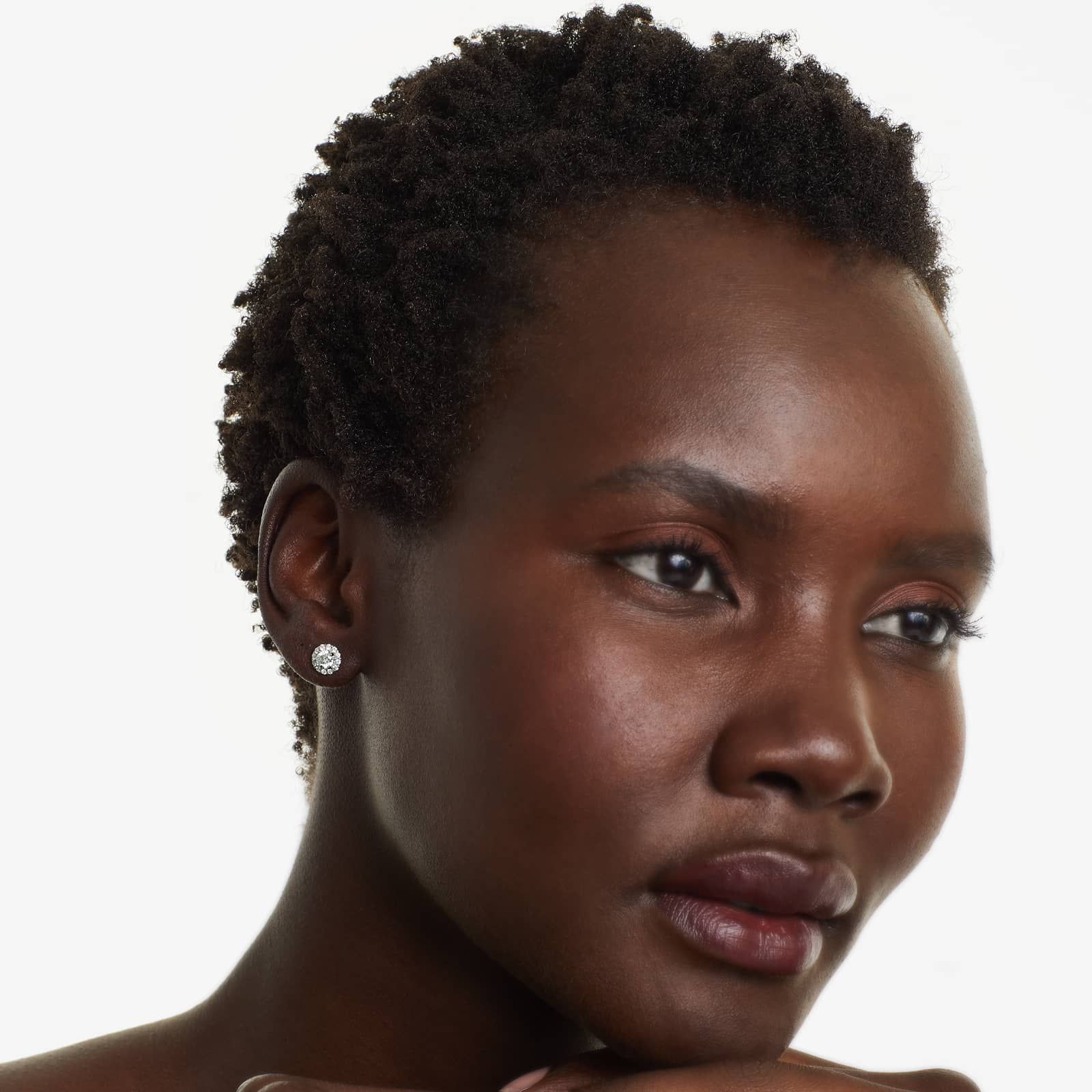 Halo 0.75 CTW Diamond Stud Earrings In 14K White Gold