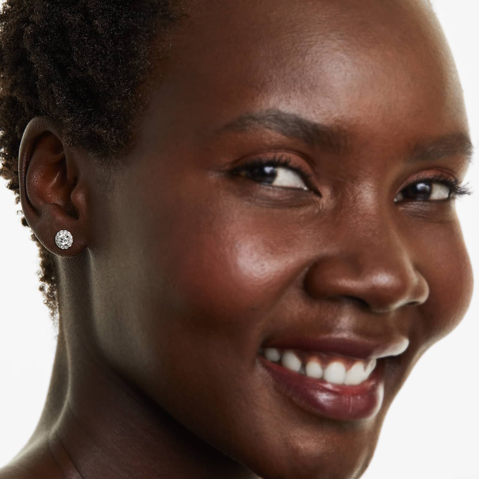 Halo 0.75 CTW Diamond Stud Earrings In 14K White Gold