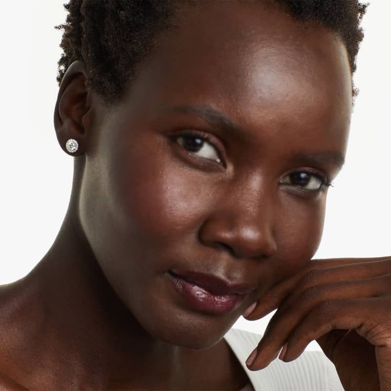 Halo 1 CTW Diamond Stud Earrings In 14K White Gold