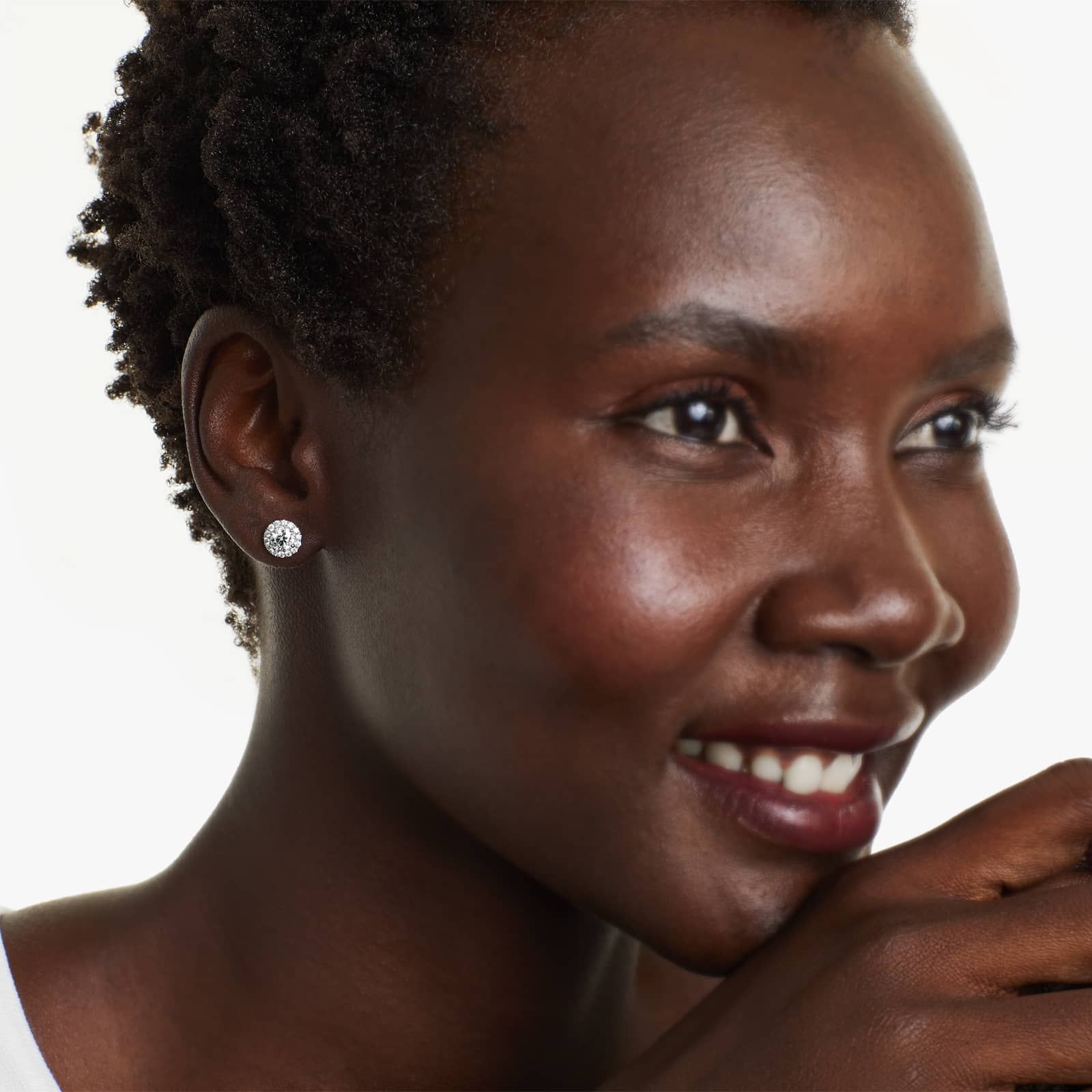 Halo 1 CTW Diamond Stud Earrings In 14K White Gold