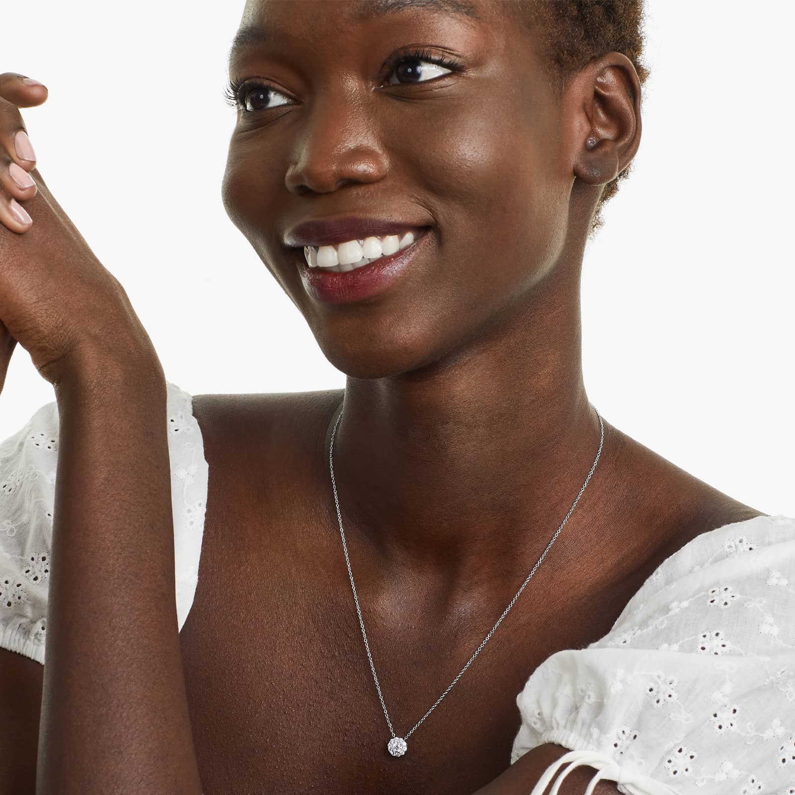 14K White Gold Halo Lab-Grown Diamond Pendant (0.50 CTW - F-G / VS2-SI1)