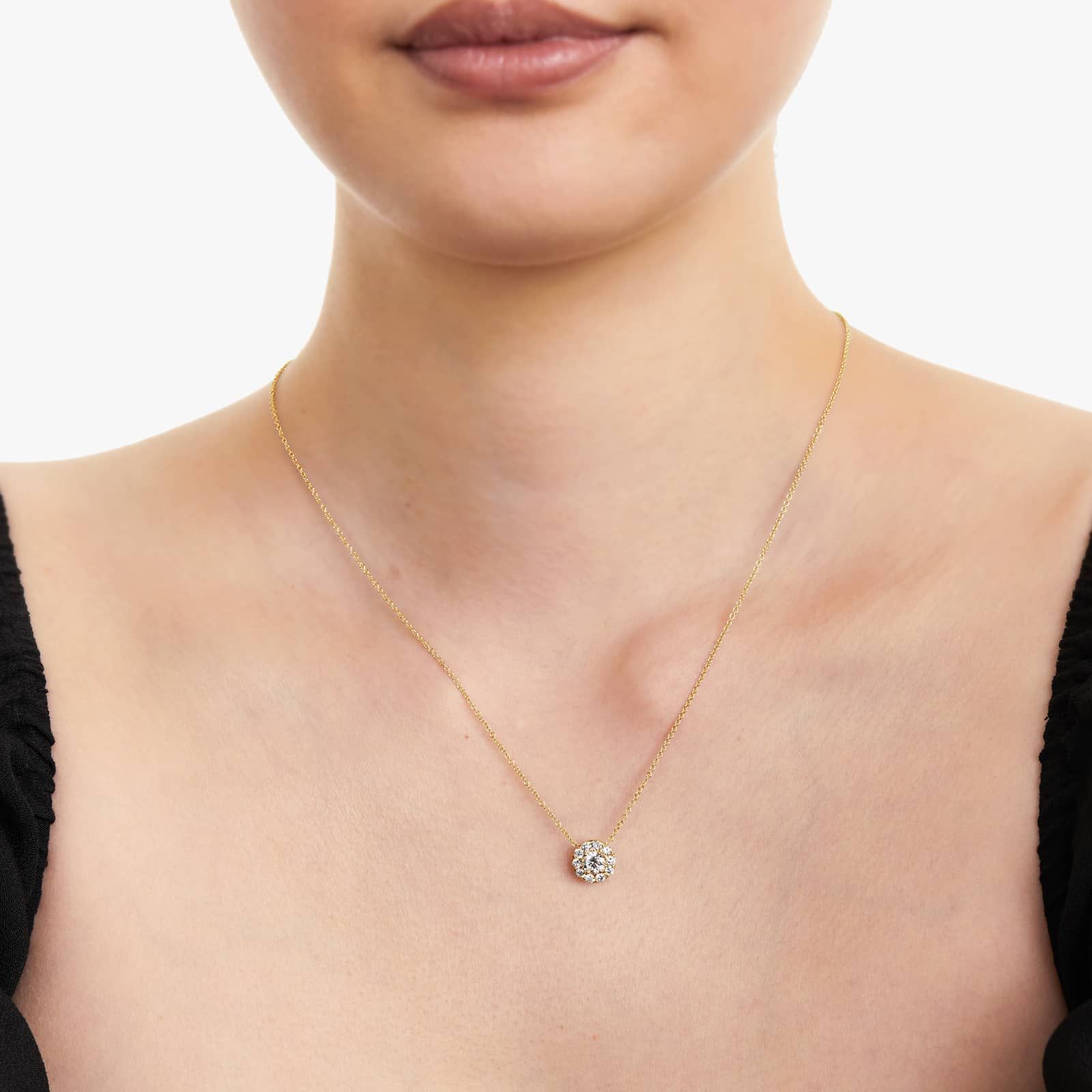 14K Yellow Gold Halo Diamond Pendant (0.75 CTW - H-I / SI1-SI2)