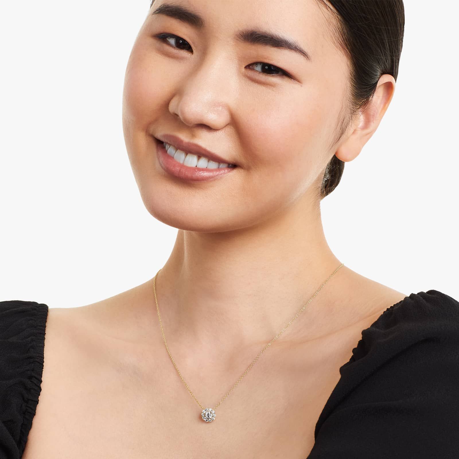 14K Yellow Gold Halo Diamond Pendant (0.75 CTW - H-I / SI1-SI2)