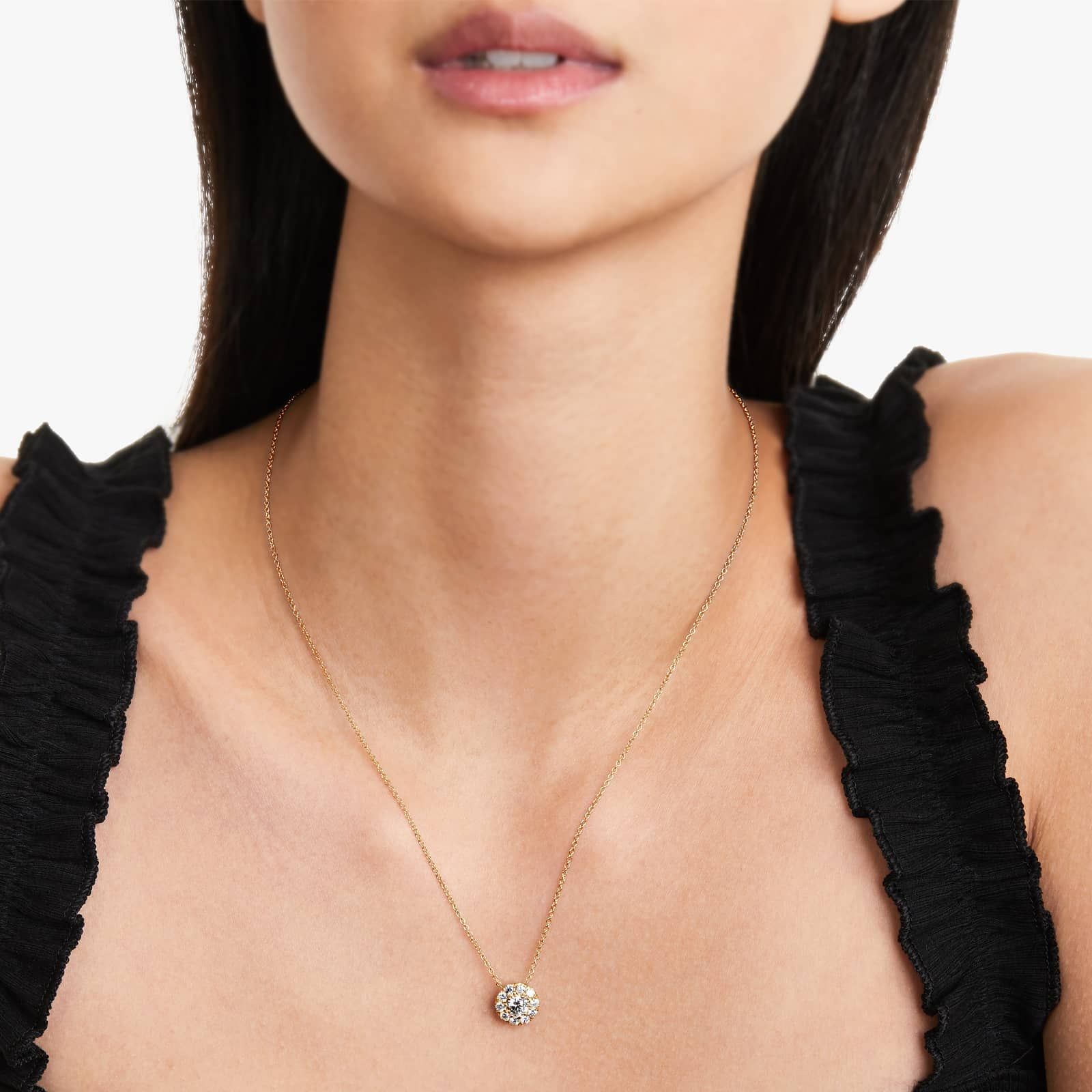 14K Yellow Gold Halo Diamond Pendant (1.00 CTW - H-I / SI1-SI2)