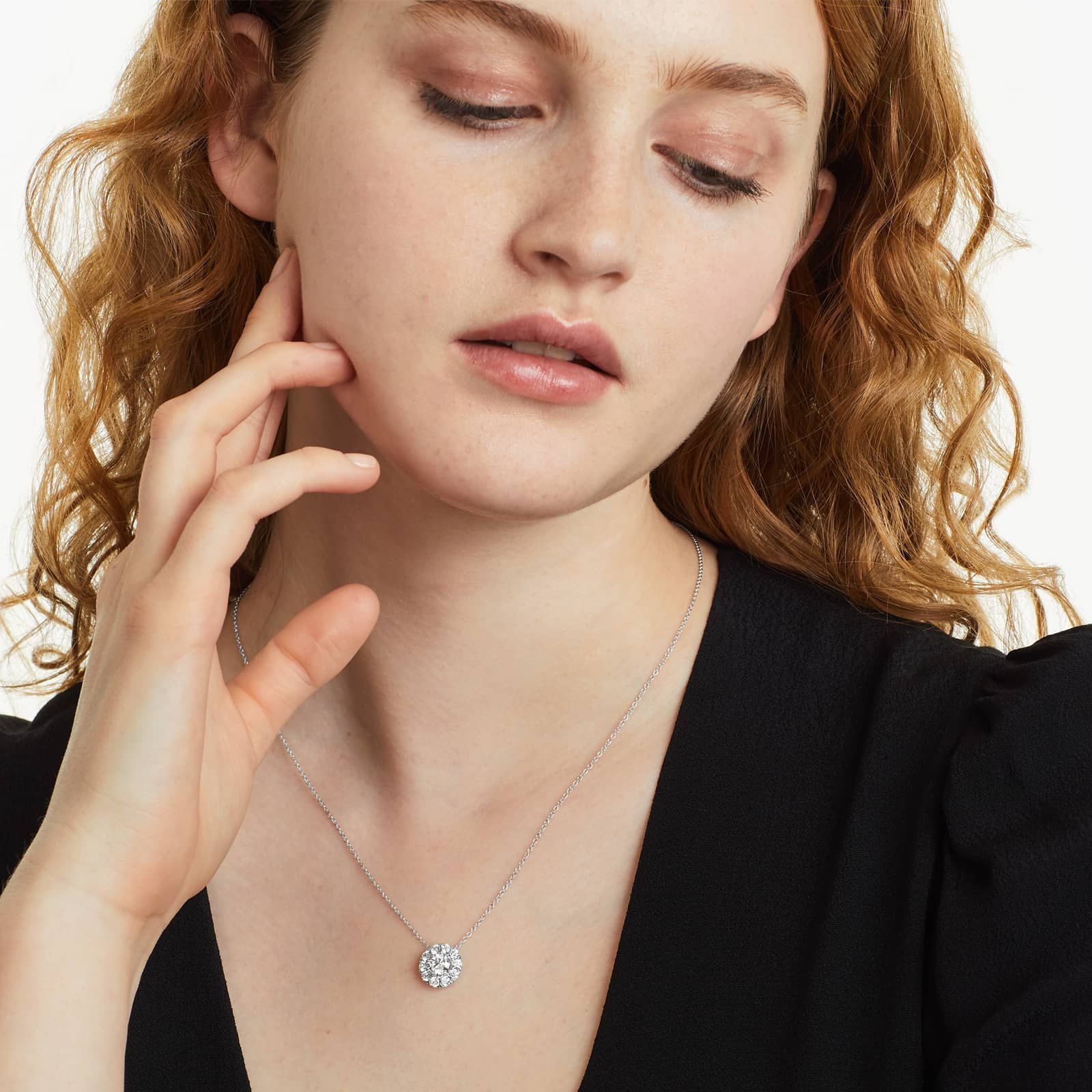 14K White Gold Halo Lab-Grown Diamond Pendant (1.50 CTW - F-G / VS2-SI1)