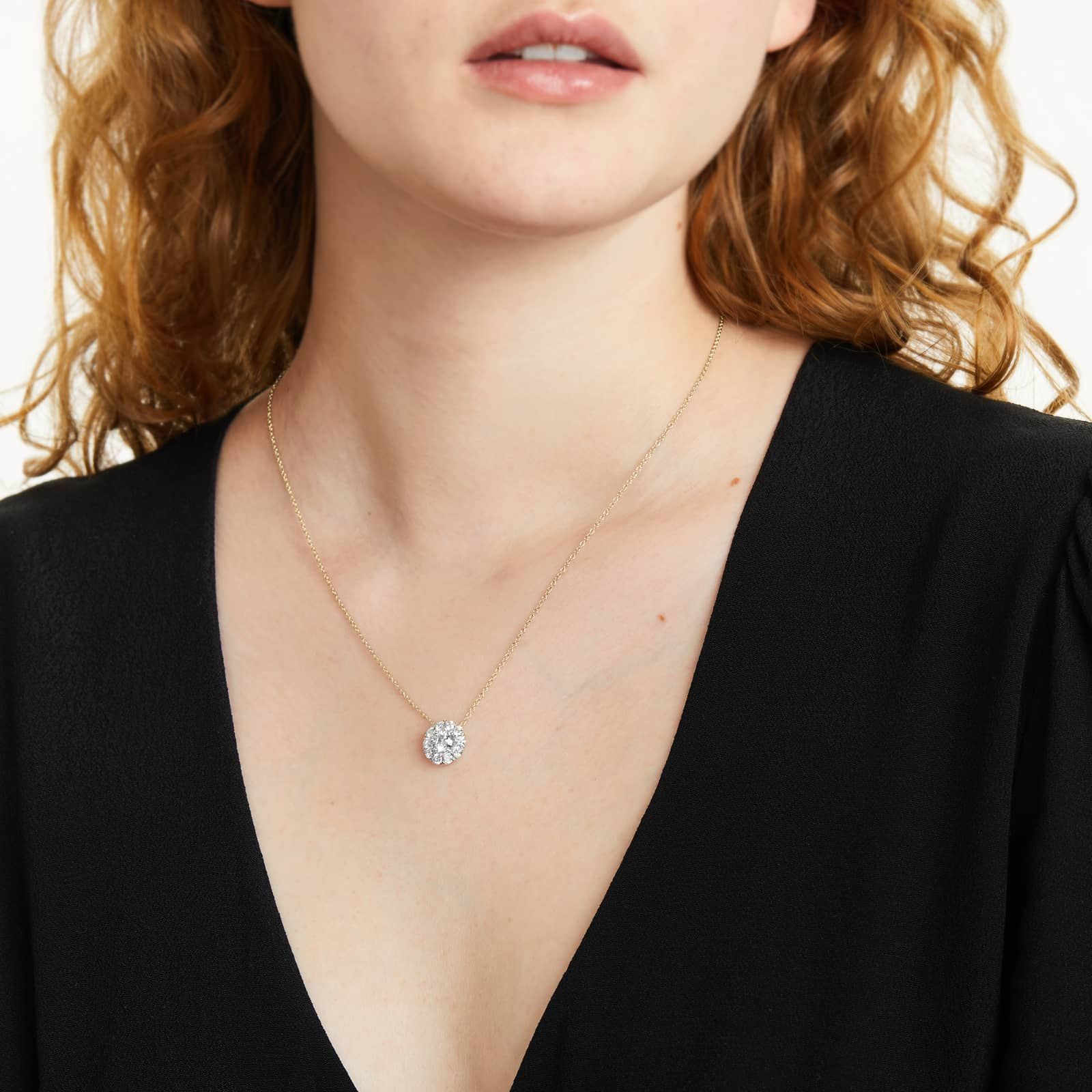 14K Yellow Gold Halo Diamond Pendant (1.50 CTW - H-I / SI1-SI2)