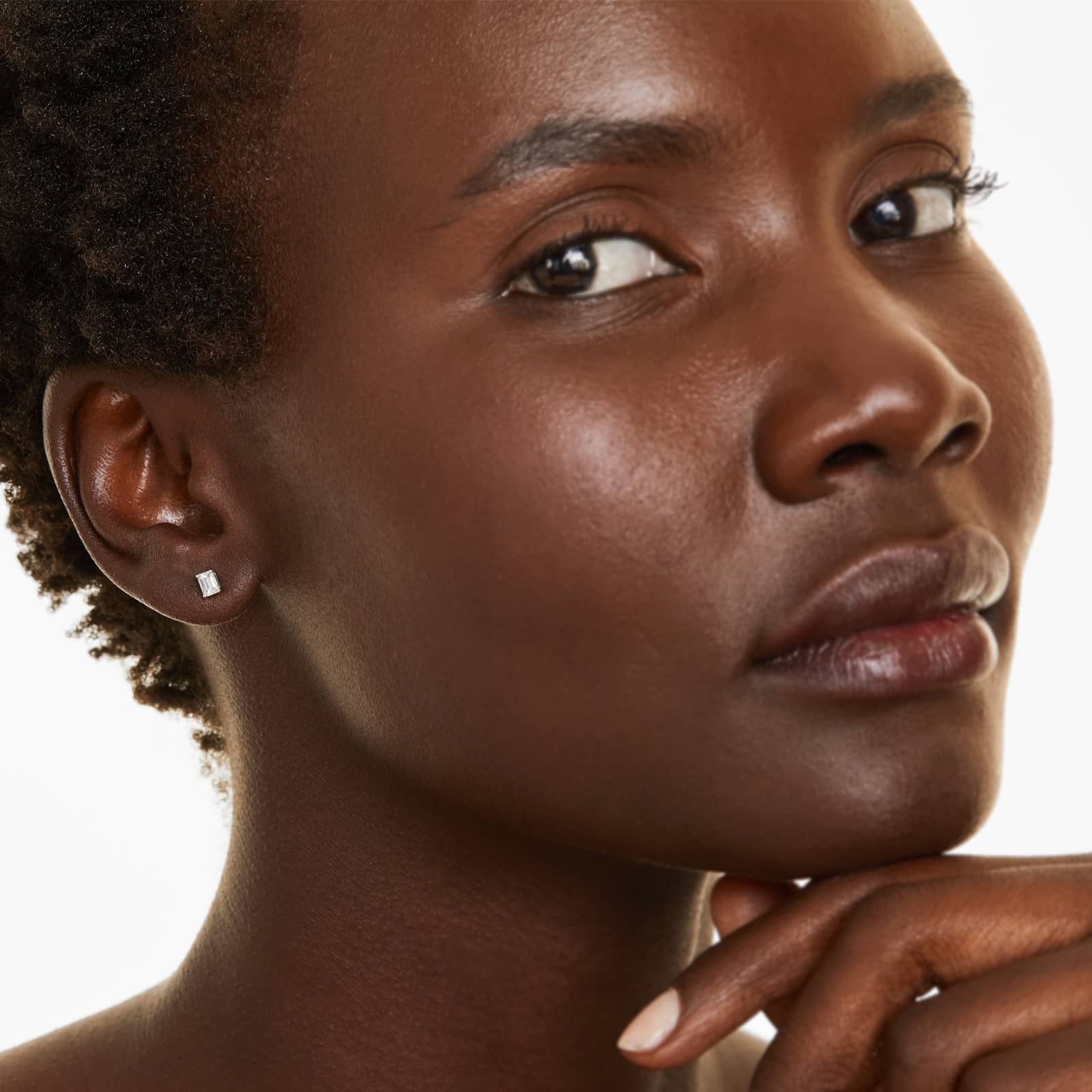 Emerald Cut 0.75 CTW Diamond Stud Earrings In Platinum