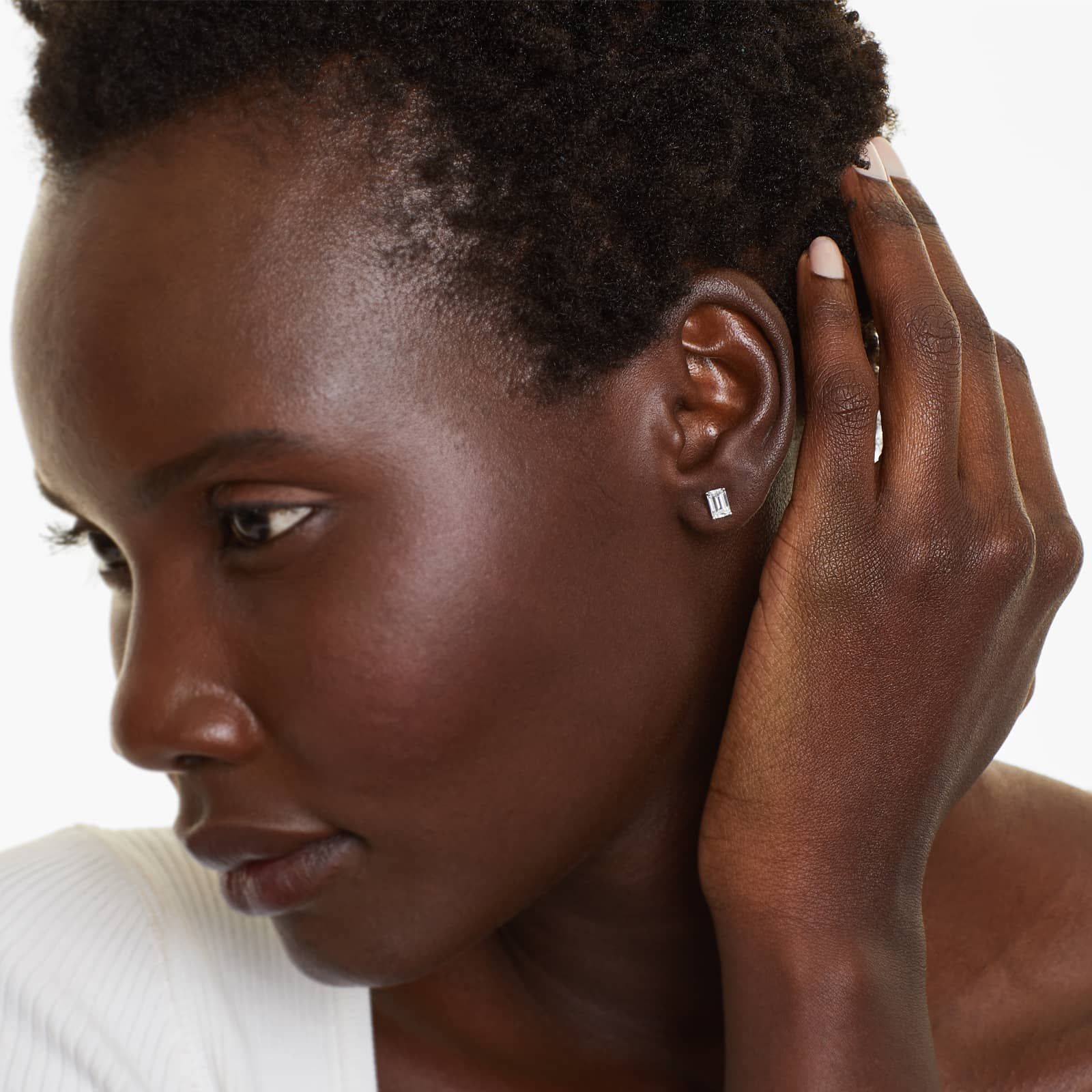 Emerald Cut 1 CTW Lab-Grown Diamond Stud Earrings In 14K White Gold