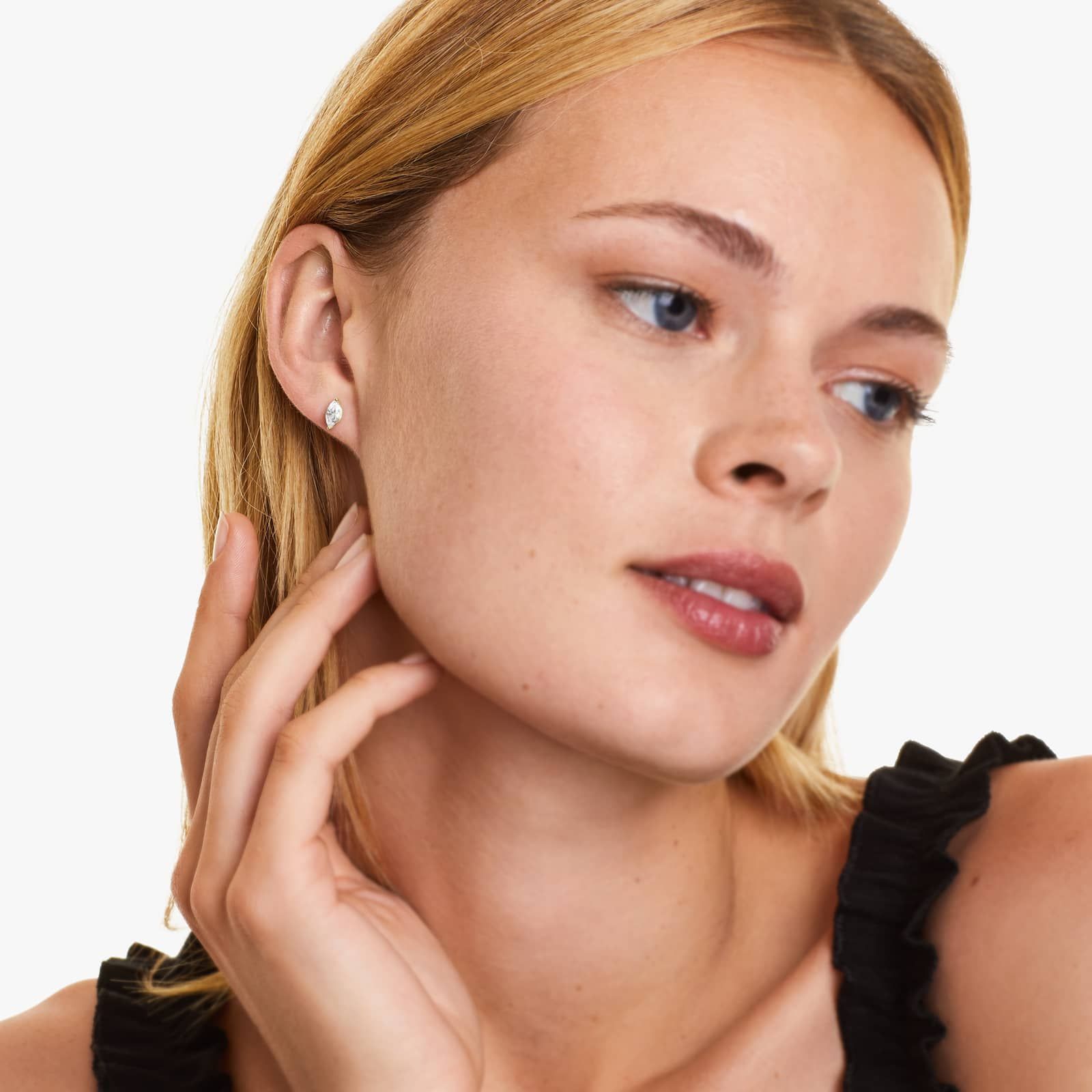 Marquise Cut 0.5 CTW Diamond Stud Earrings In 14K Yellow Gold