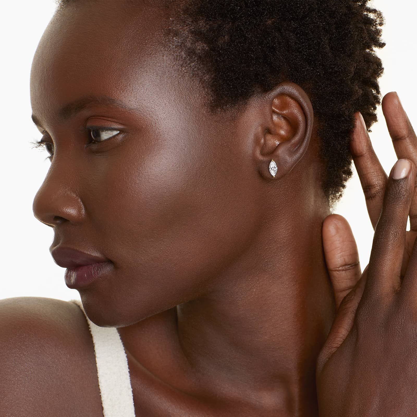 Marquise Cut 2 CTW Diamond Stud Earrings In 14K Yellow Gold