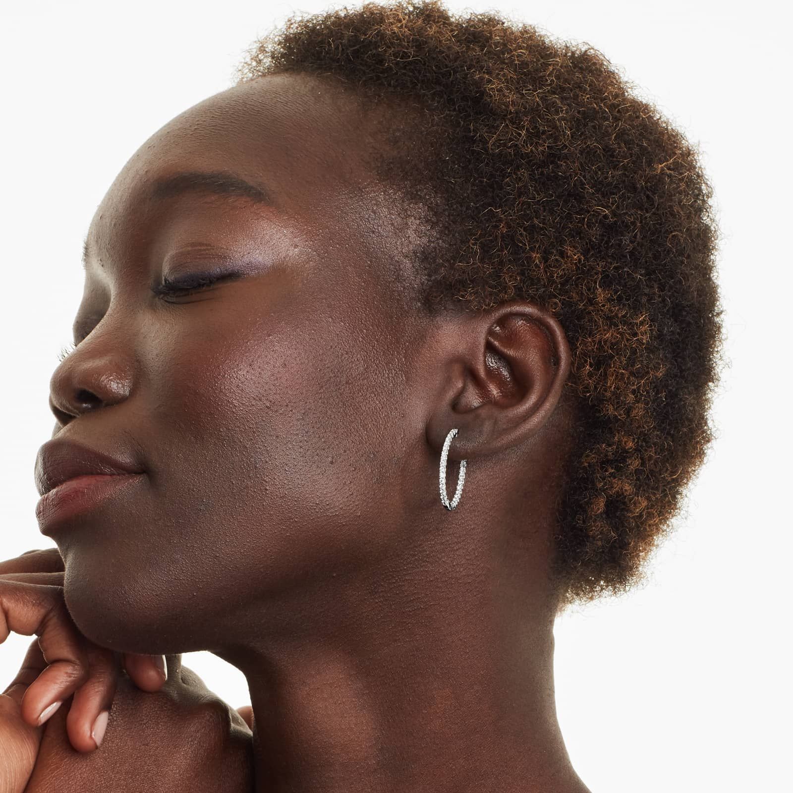 Inside Out 1 CTW Lab-Grown Diamond Hoop Earrings In 14K White Gold