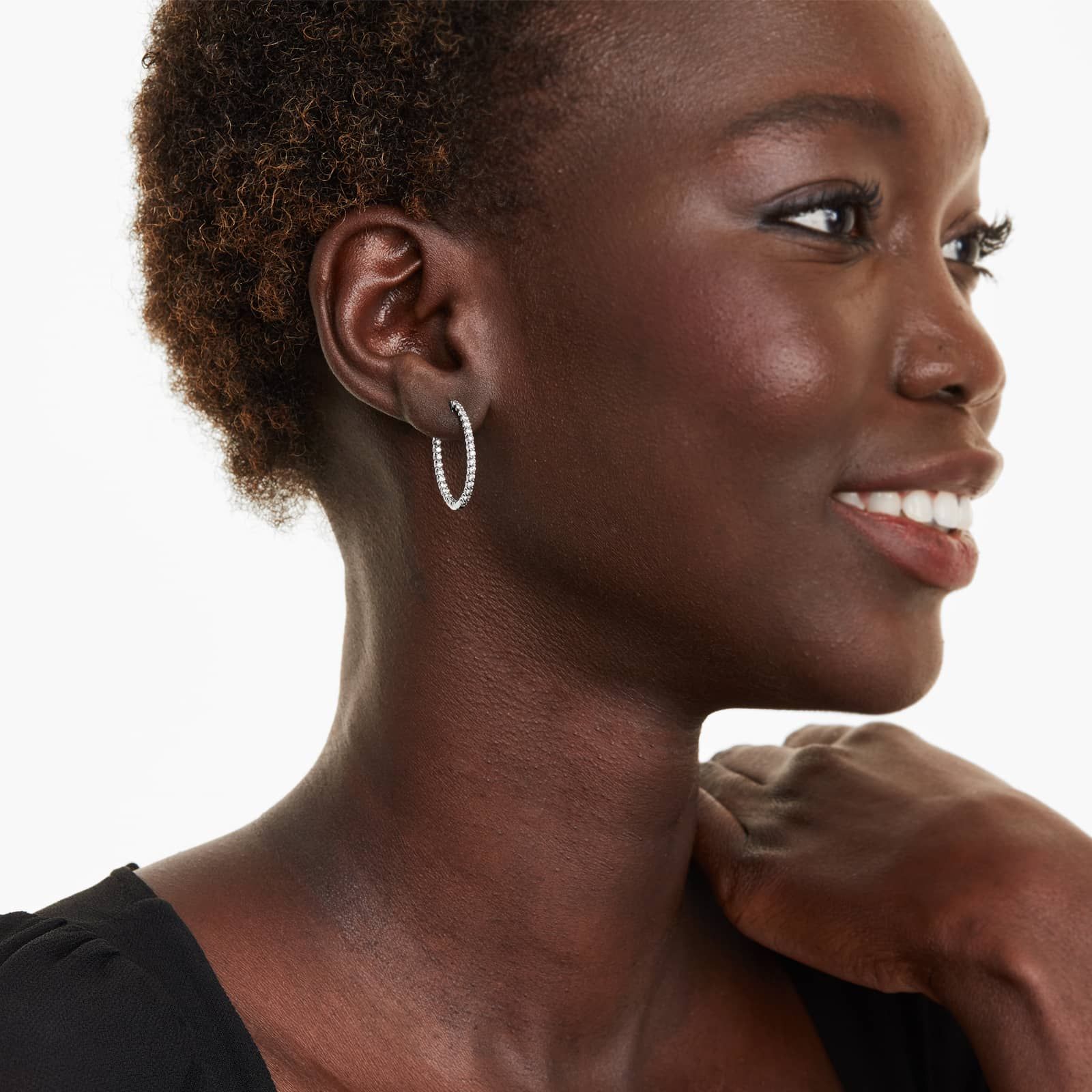 Inside Out 1 CTW Lab-Grown Diamond Hoop Earrings In 14K White Gold