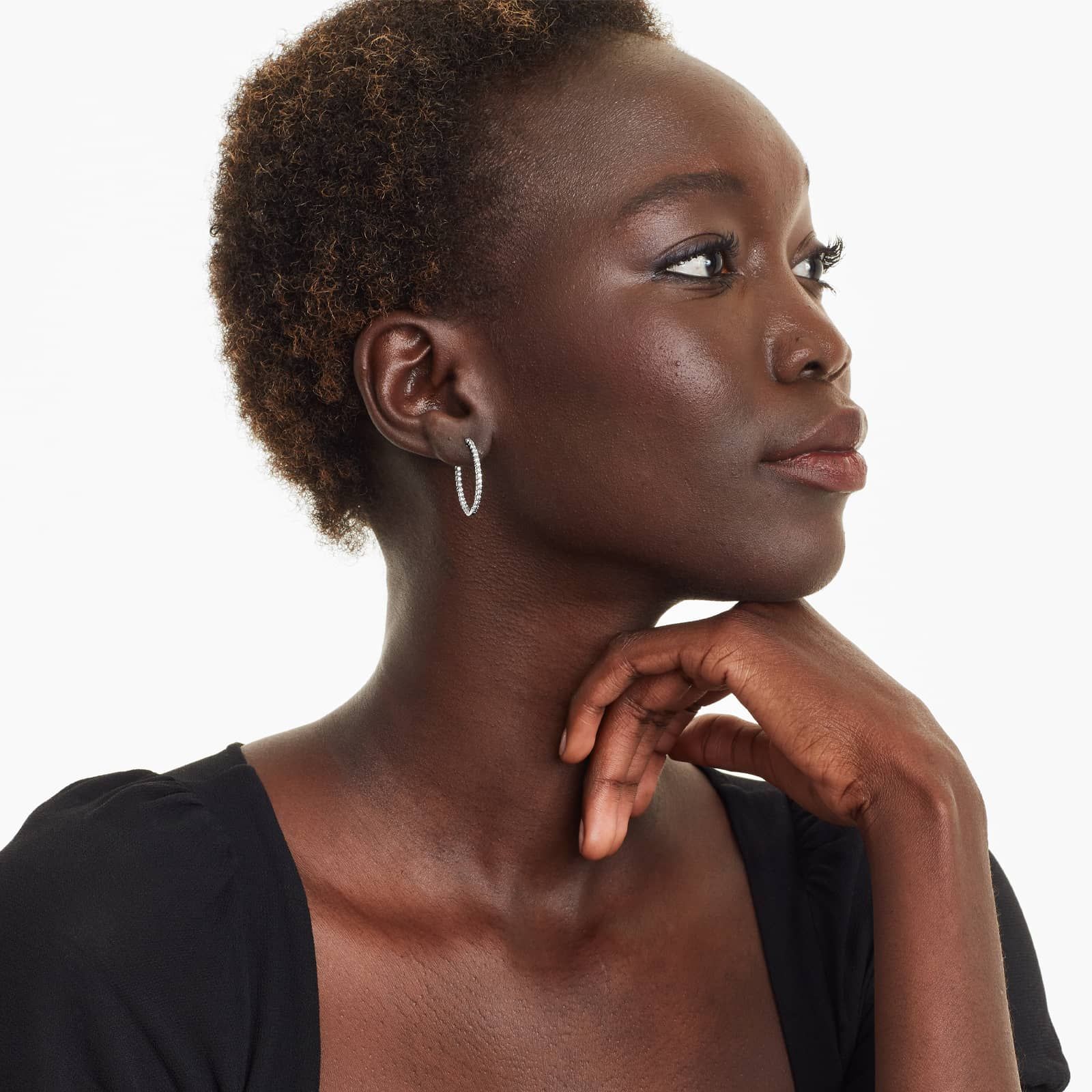 Inside Out 1 CTW Lab-Grown Diamond Hoop Earrings In 14K White Gold