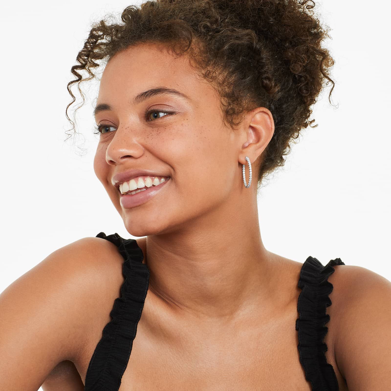 Inside Out 2 CTW Lab-Grown Diamond Hoop Earrings In 14K White Gold