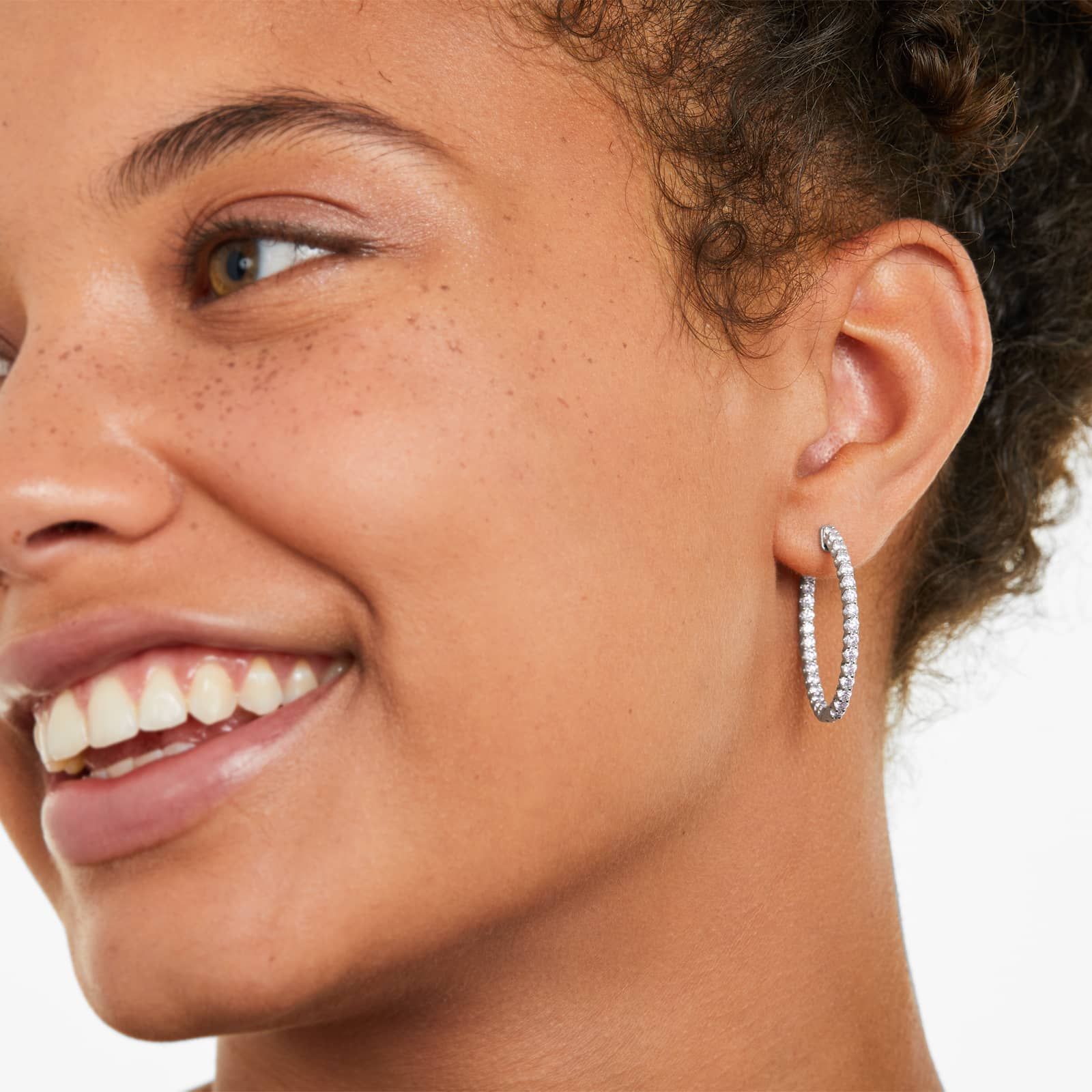 Inside Out 2 CTW Lab-Grown Diamond Hoop Earrings In 14K White Gold